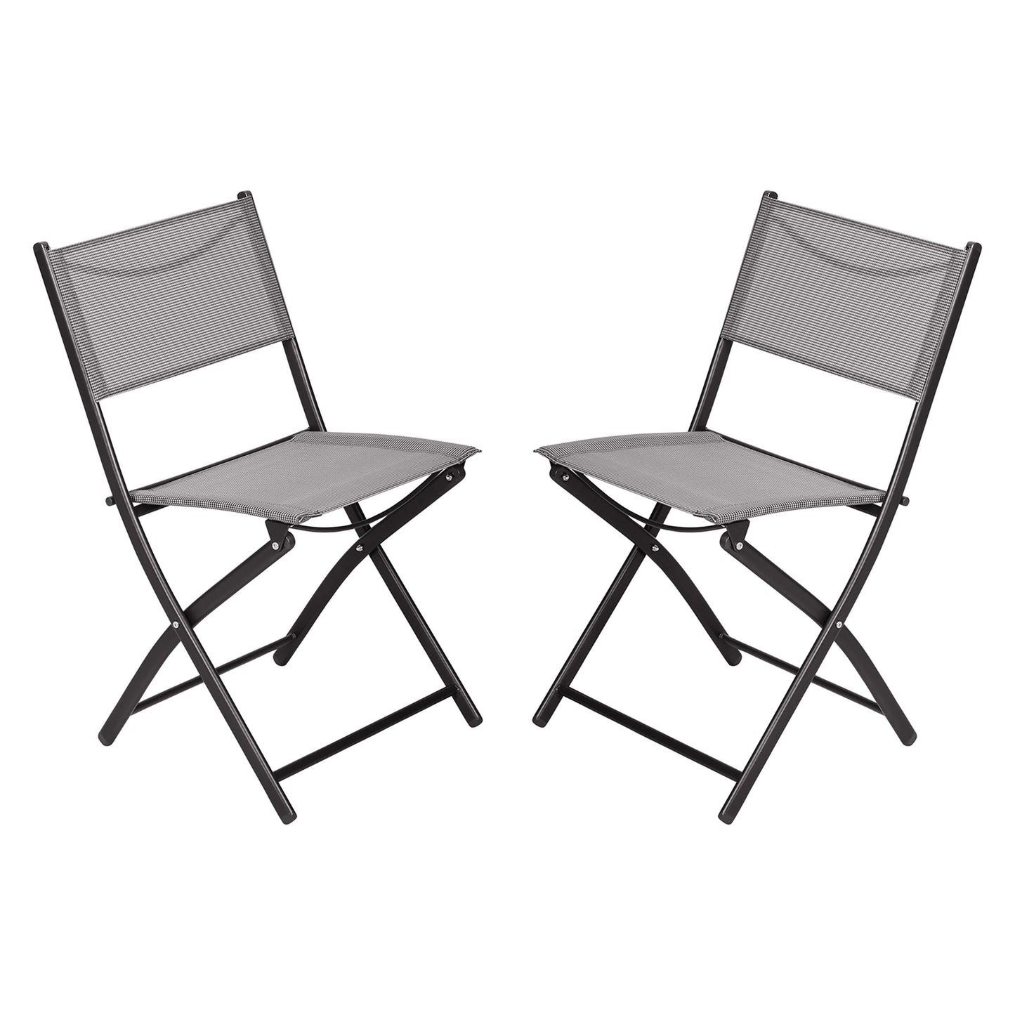 Brazos Set of 2 Commercial Grade Indoor/Outdoor Folding Chairs with Flex Comfort Material Backs and Seats and Metal Frames