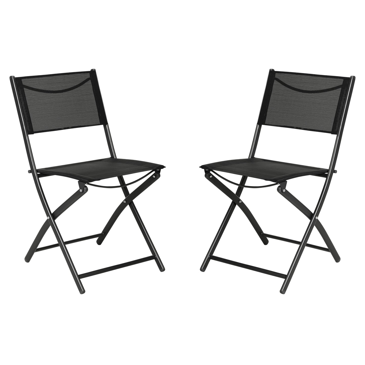 Brazos Set of 2 Commercial Grade Indoor/Outdoor Folding Chairs with Flex Comfort Material Backs and Seats and Metal Frames