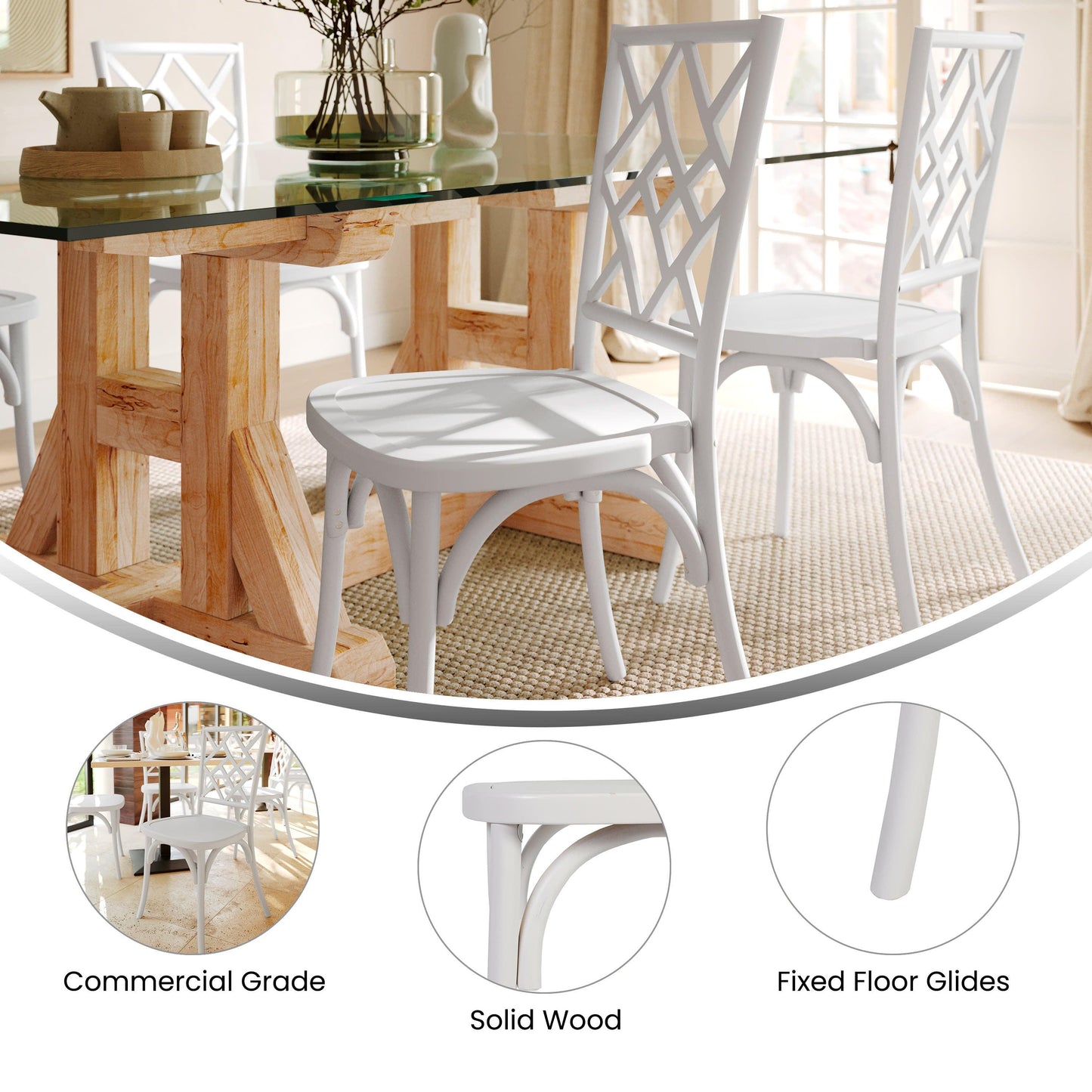 Brooklyn Commercial Grade Solid Wood Stackable Dining Chair with Intricate Back Detail