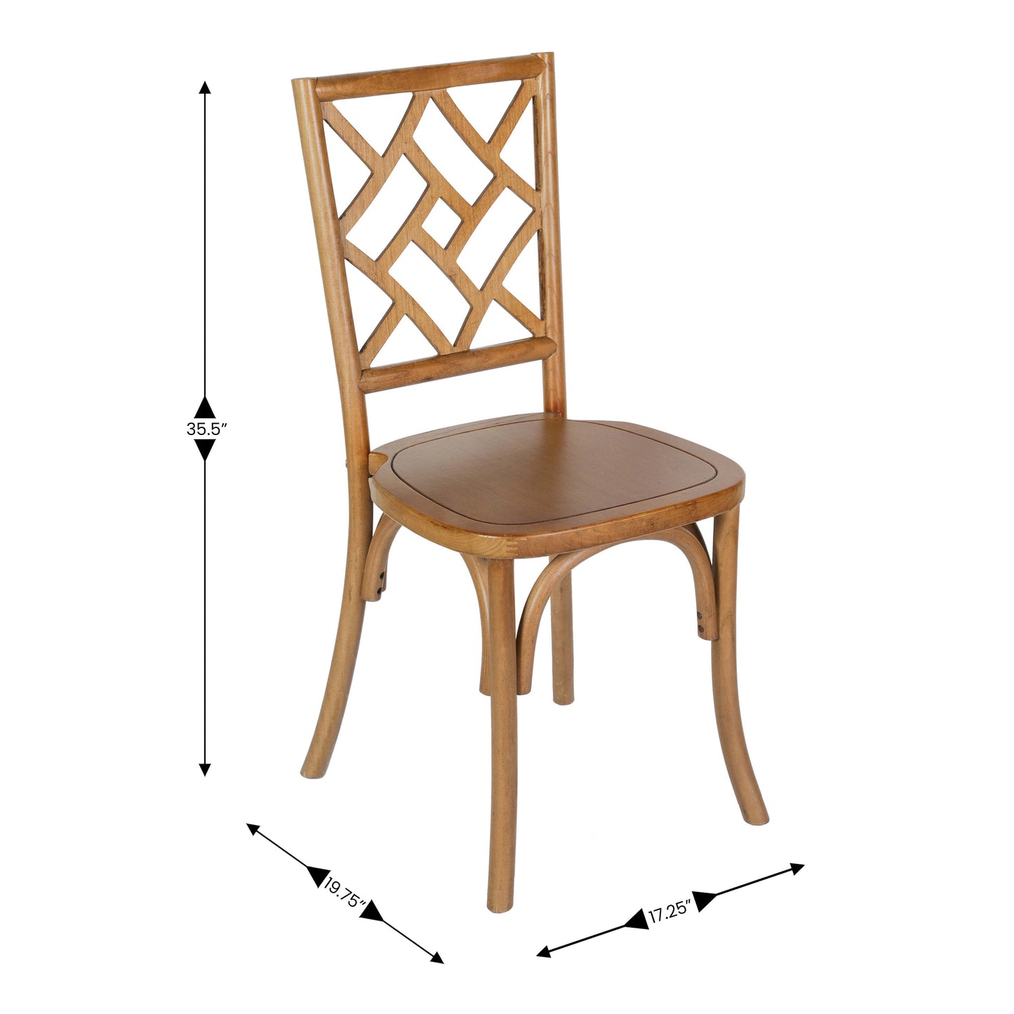 Brooklyn Commercial Grade Solid Wood Stackable Dining Chair with Intricate Back Detail