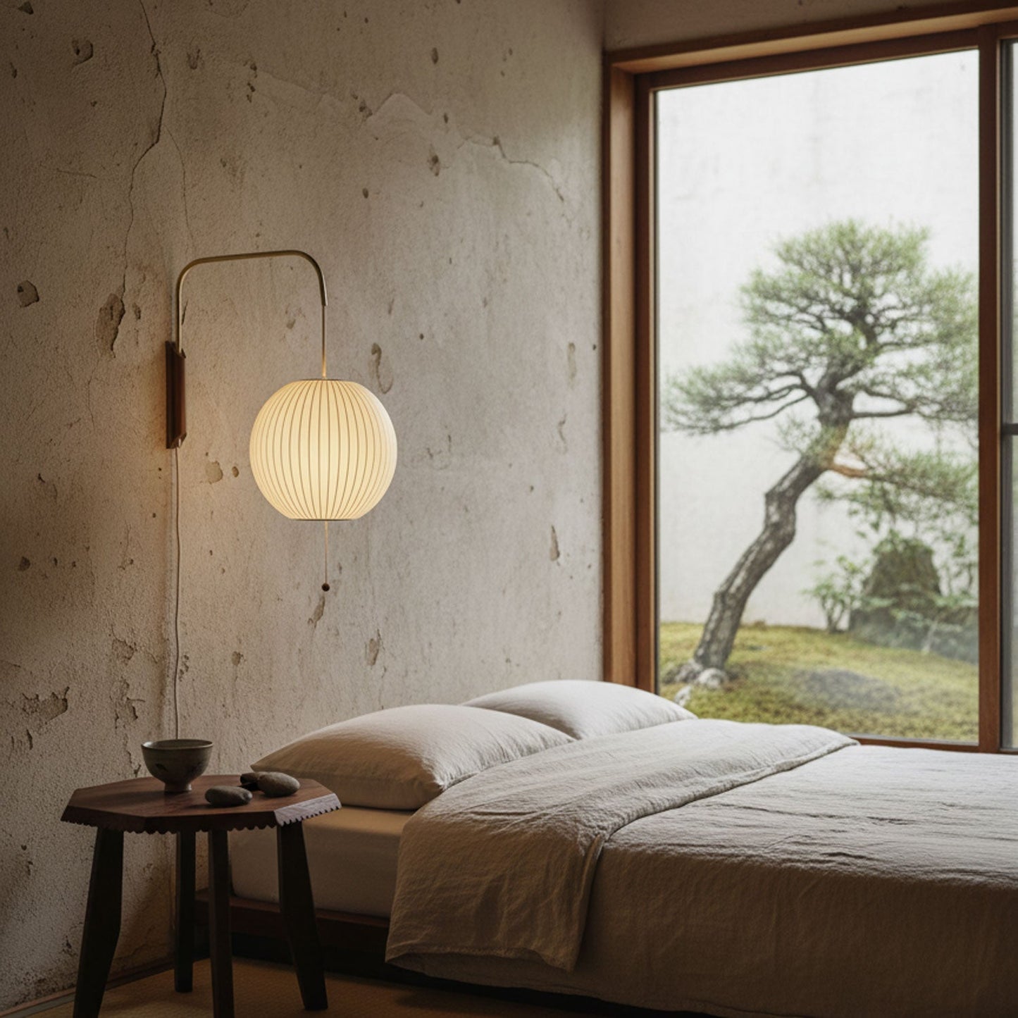 Ribbed Oval Wall Sconce With Pull Chain And Curved Arm