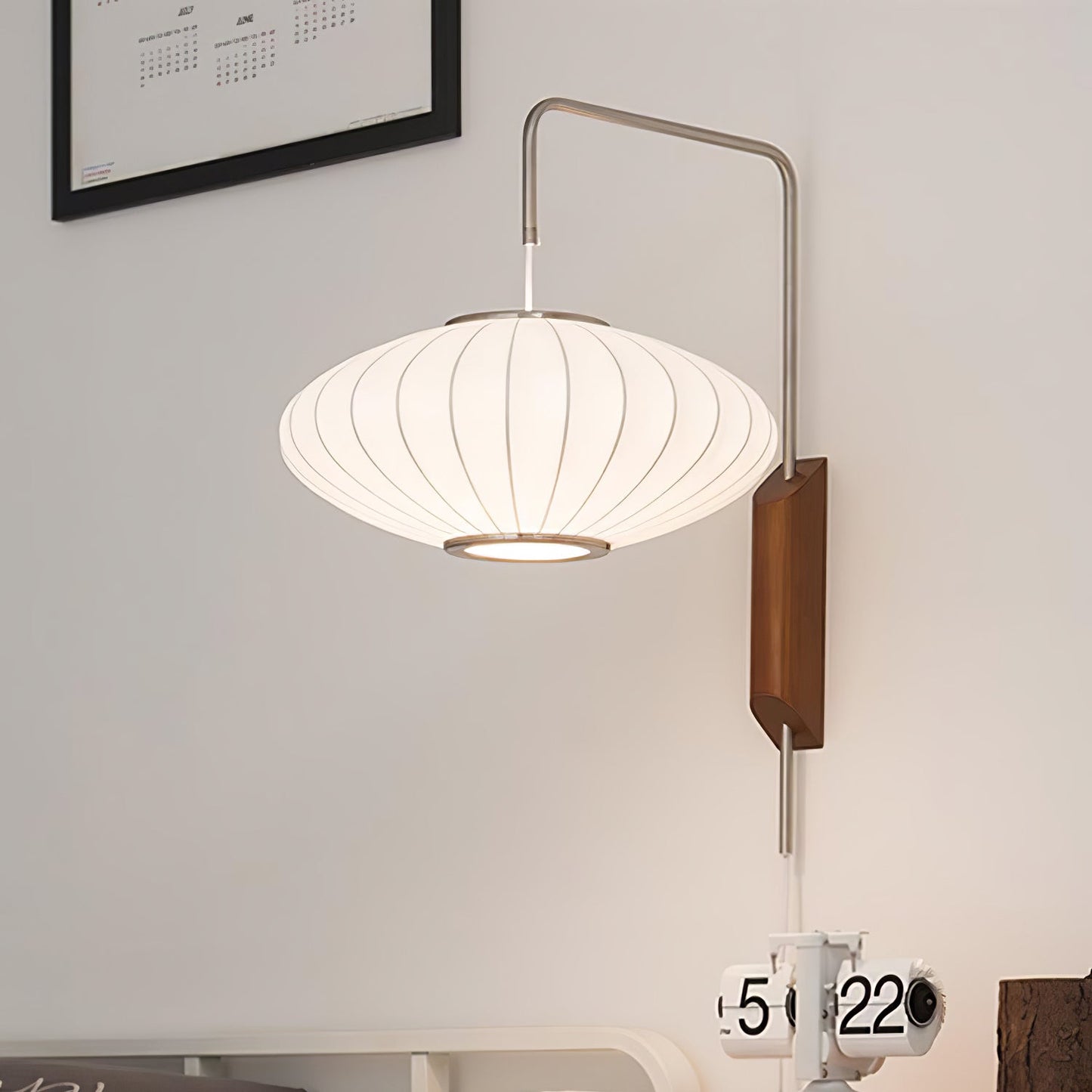 Ribbed Oval Wall Sconce With Pull Chain And Curved Arm