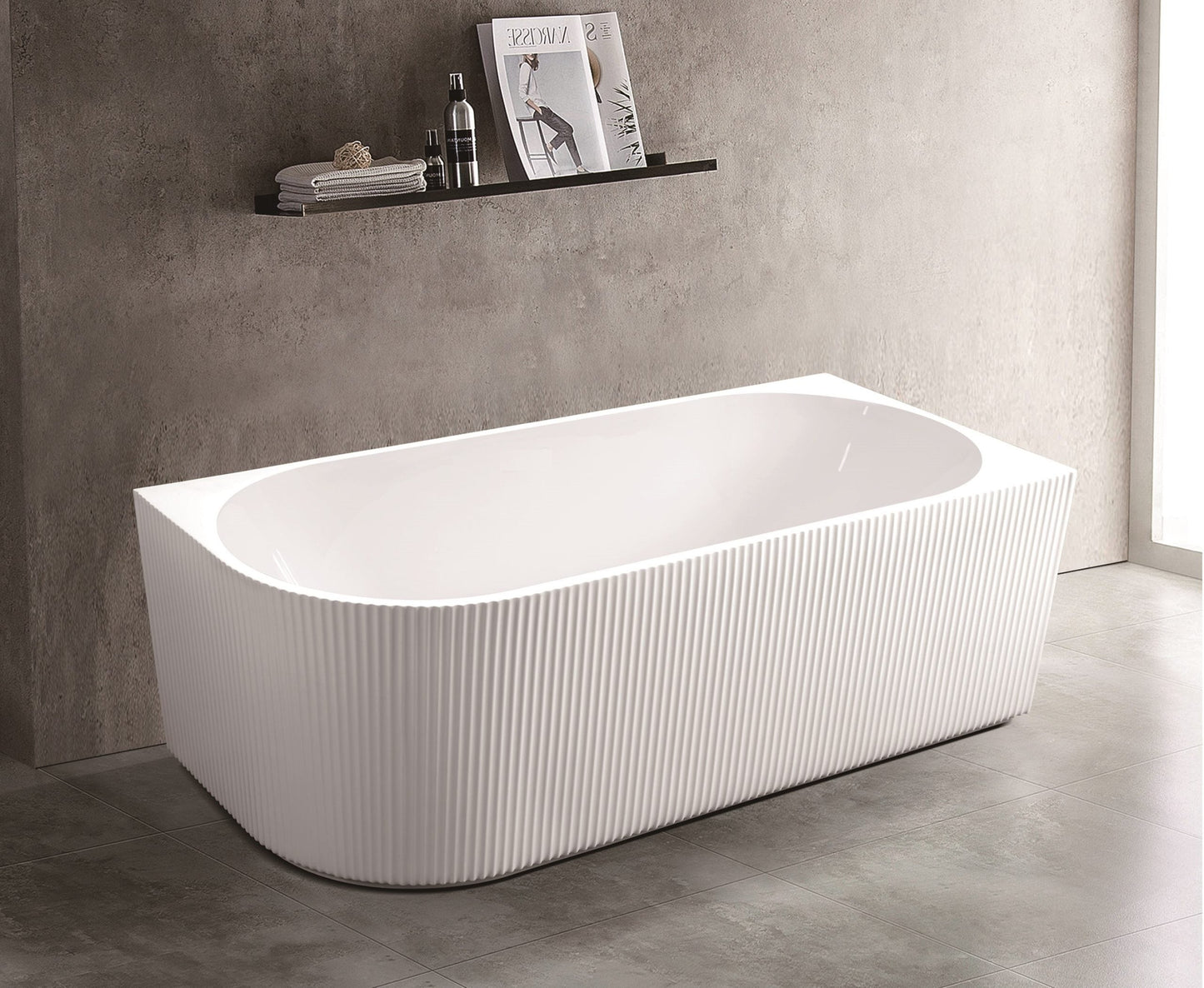 CH 1500mm Fluted Corner Bath - Gloss White