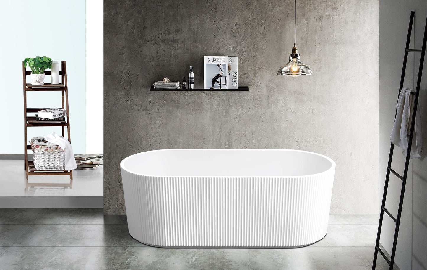 CH 1500mm Fluted Oval Bath - Gloss White