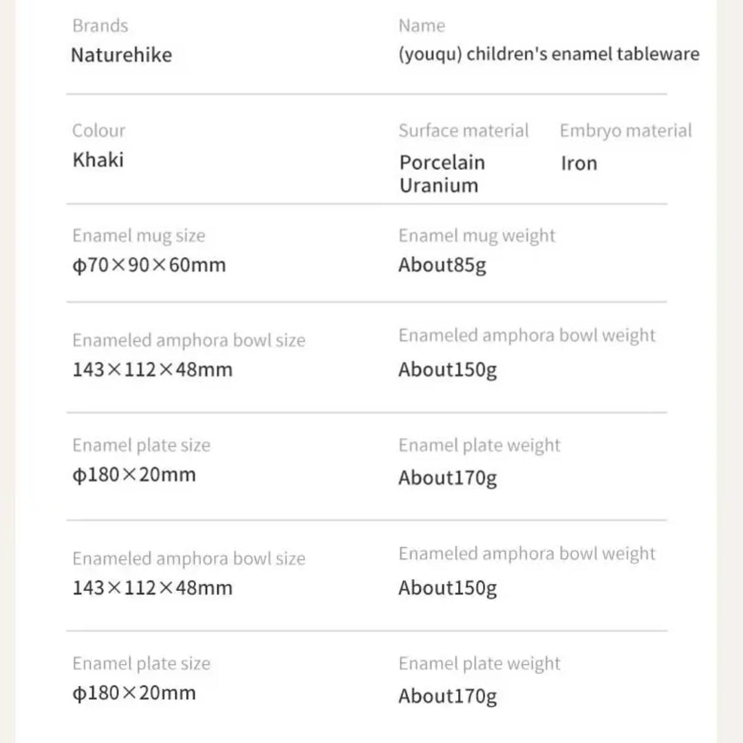 Naturehike Children Enamel Tableware