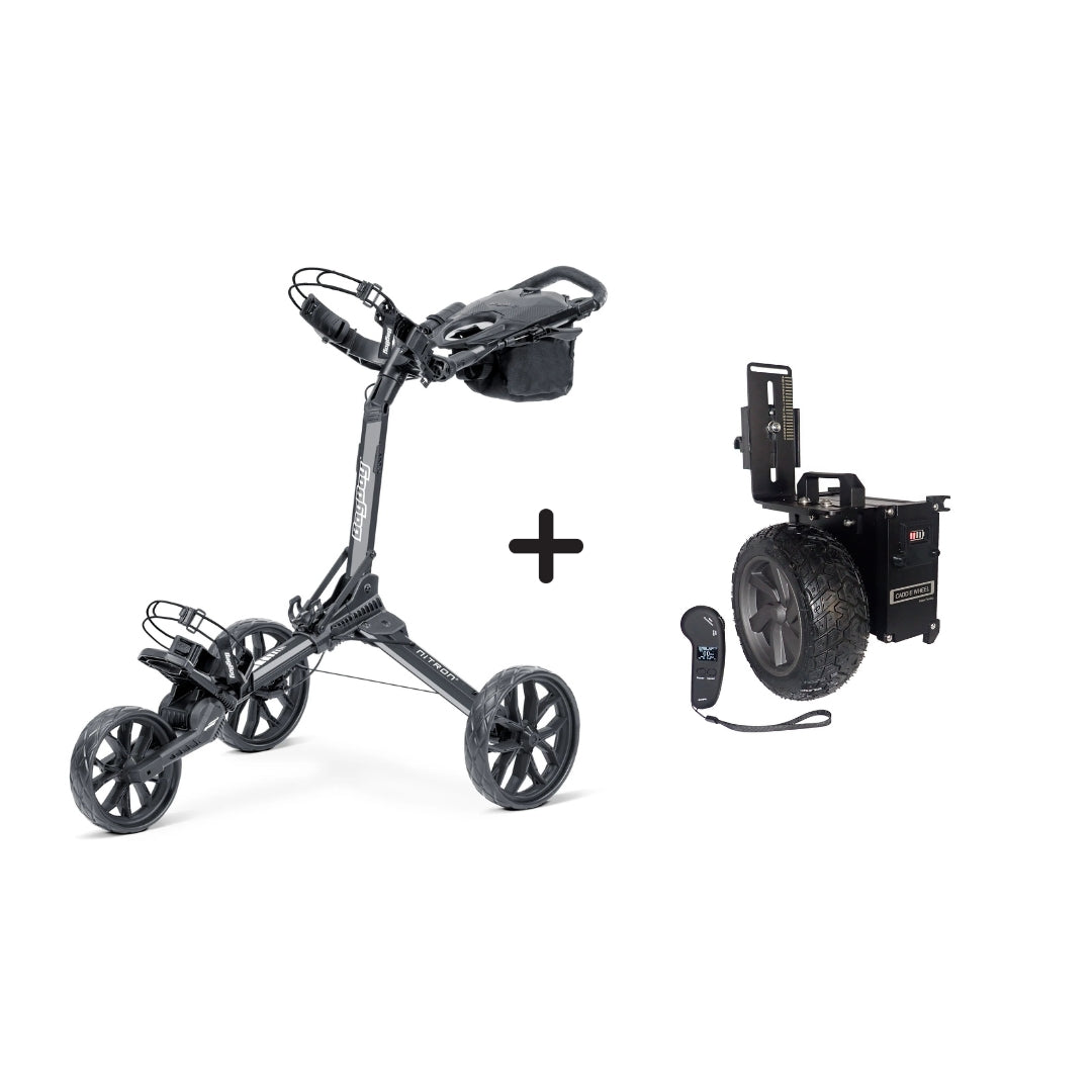 Caddie Wheel + Bag Boy Nitron Auto-Open Push Cart Bundle