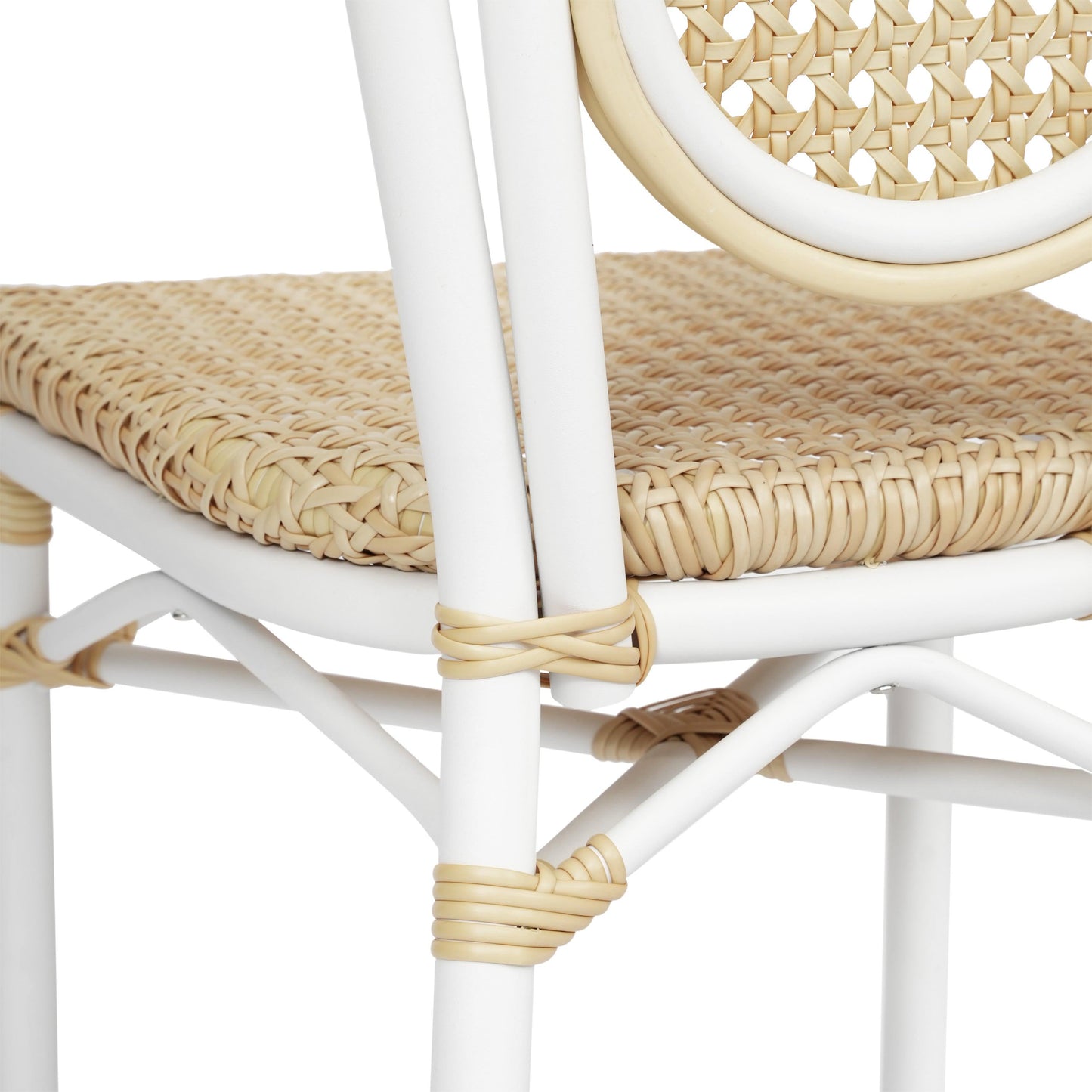 Cannes Indoor/Outdoor Commercial Thonet Bistro Stacking Chair, PE Cane Rattan and Aluminum Frame