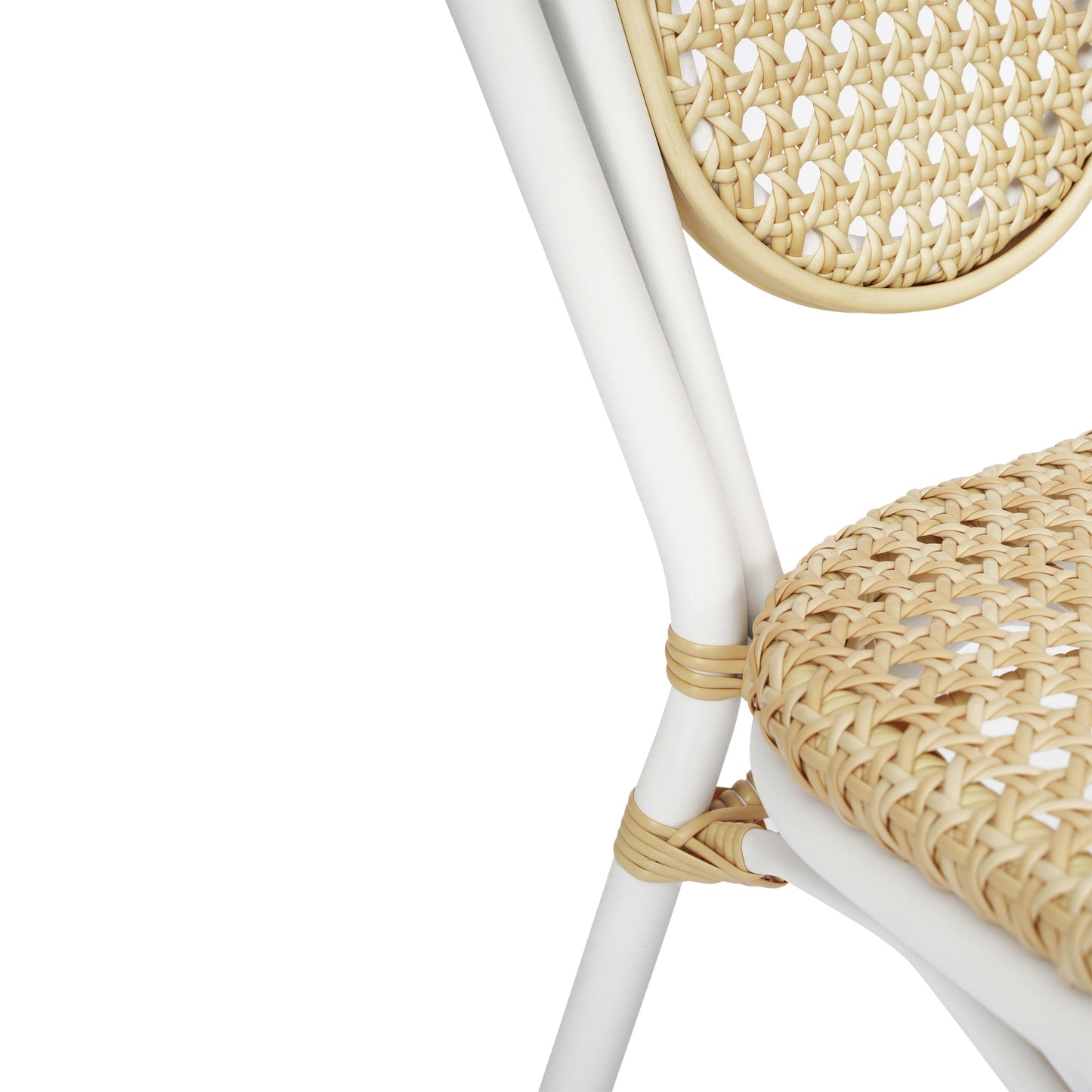 Cannes Indoor/Outdoor Commercial Thonet Bistro Stacking Chair, PE Cane Rattan and Aluminum Frame