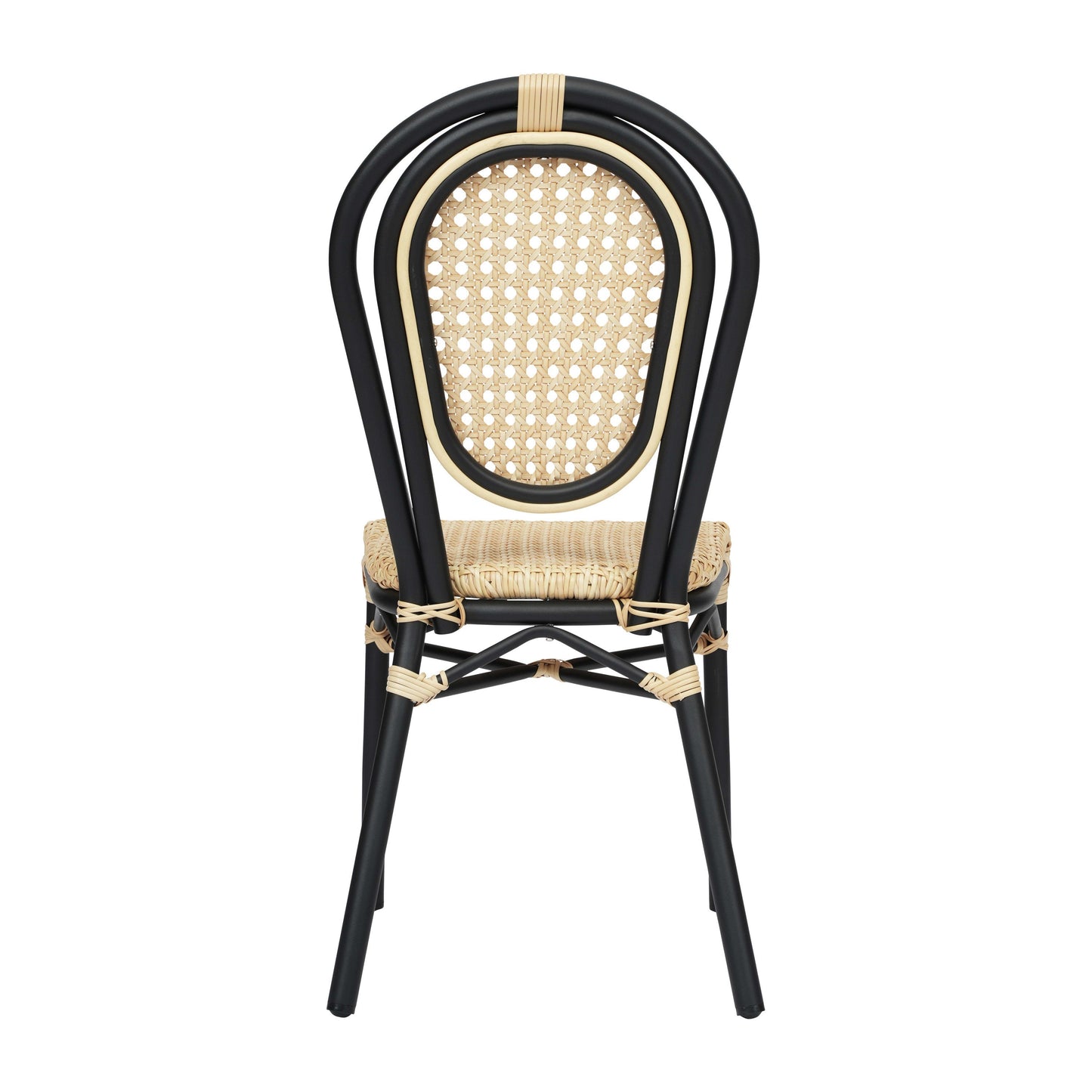 Cannes Indoor/Outdoor Commercial Thonet Bistro Stacking Chair, PE Cane Rattan and Aluminum Frame