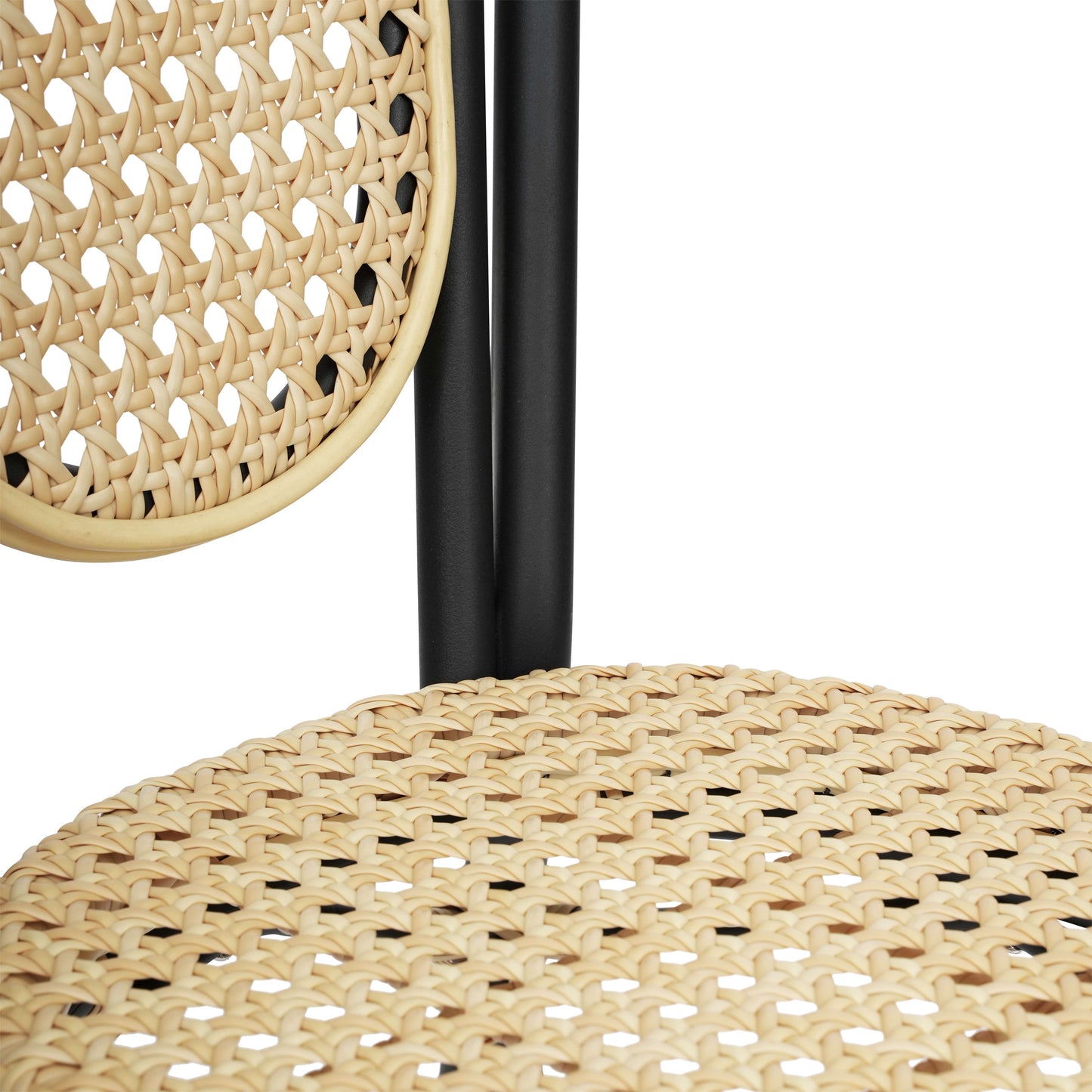 Cannes Indoor/Outdoor Commercial Thonet Bistro Stacking Chair, PE Cane Rattan and Aluminum Frame