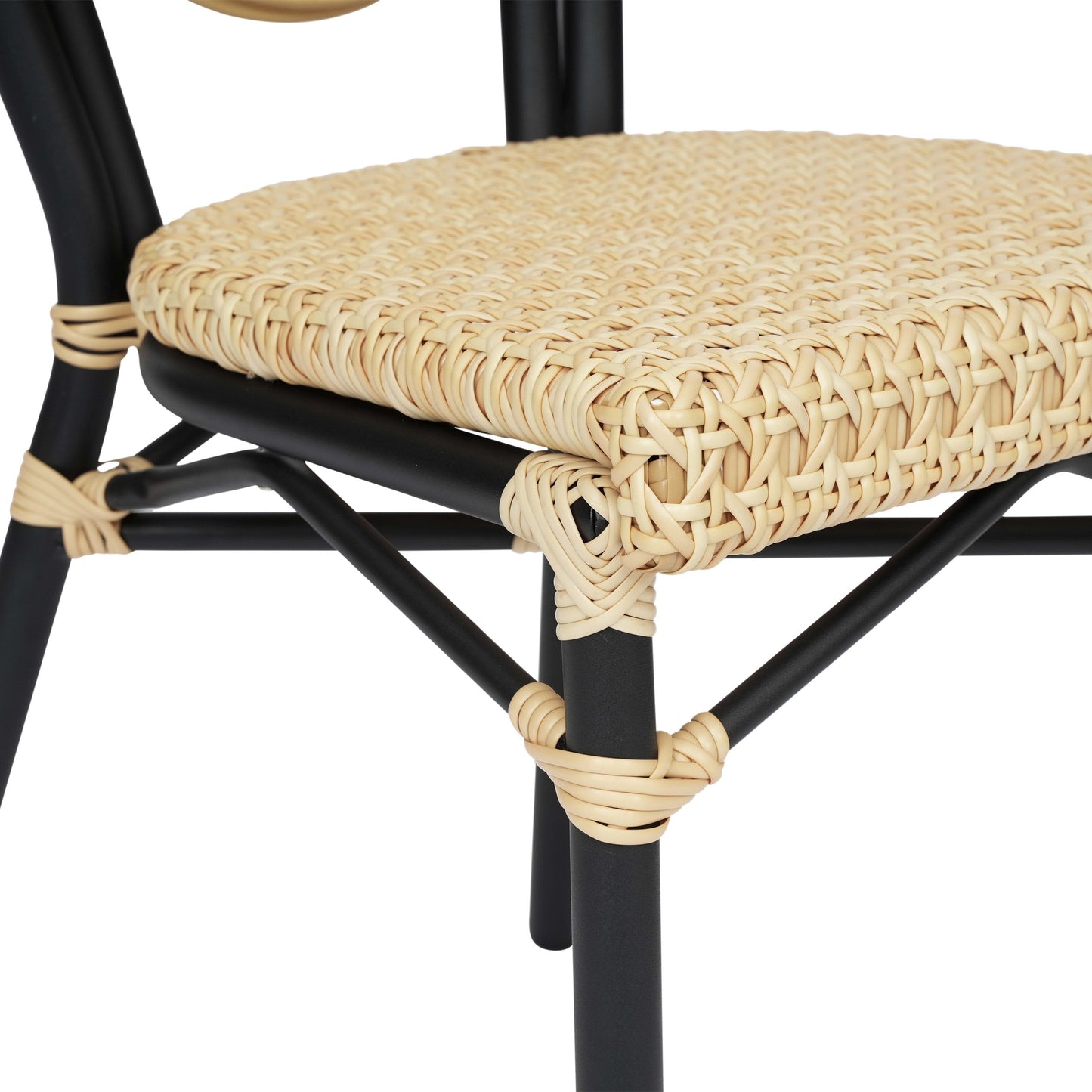 Cannes Indoor/Outdoor Commercial Thonet Bistro Stacking Chair, PE Cane Rattan and Aluminum Frame