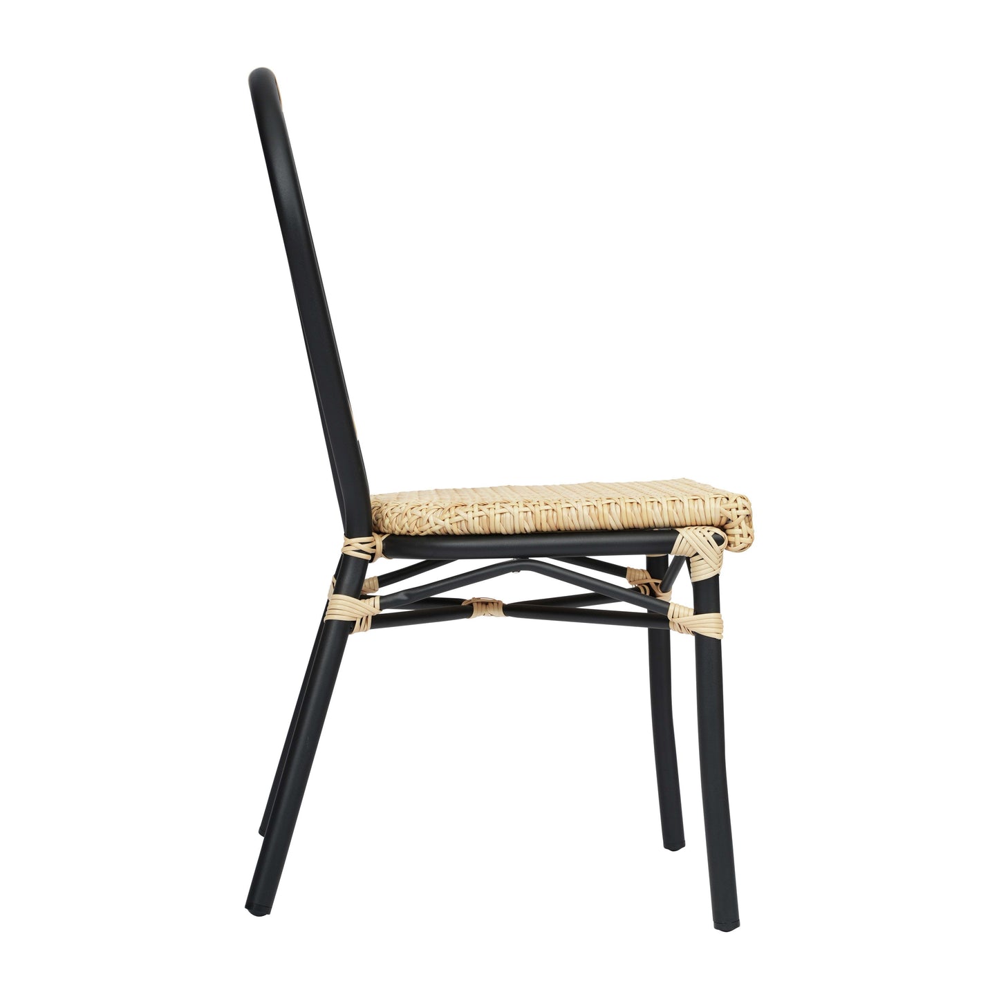 Cannes Indoor/Outdoor Commercial Thonet Bistro Stacking Chair, PE Cane Rattan and Aluminum Frame