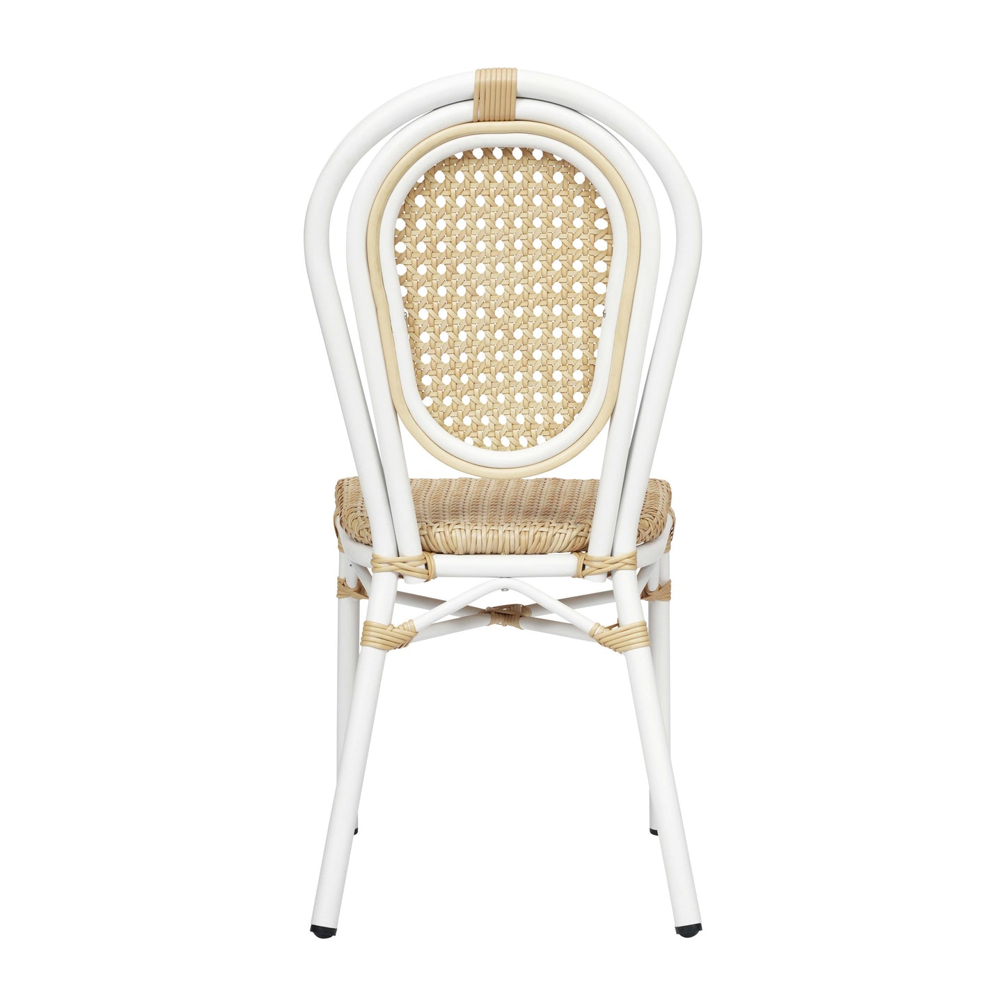 Cannes Indoor/Outdoor Commercial Thonet Bistro Stacking Chair, PE Cane Rattan and Aluminum Frame
