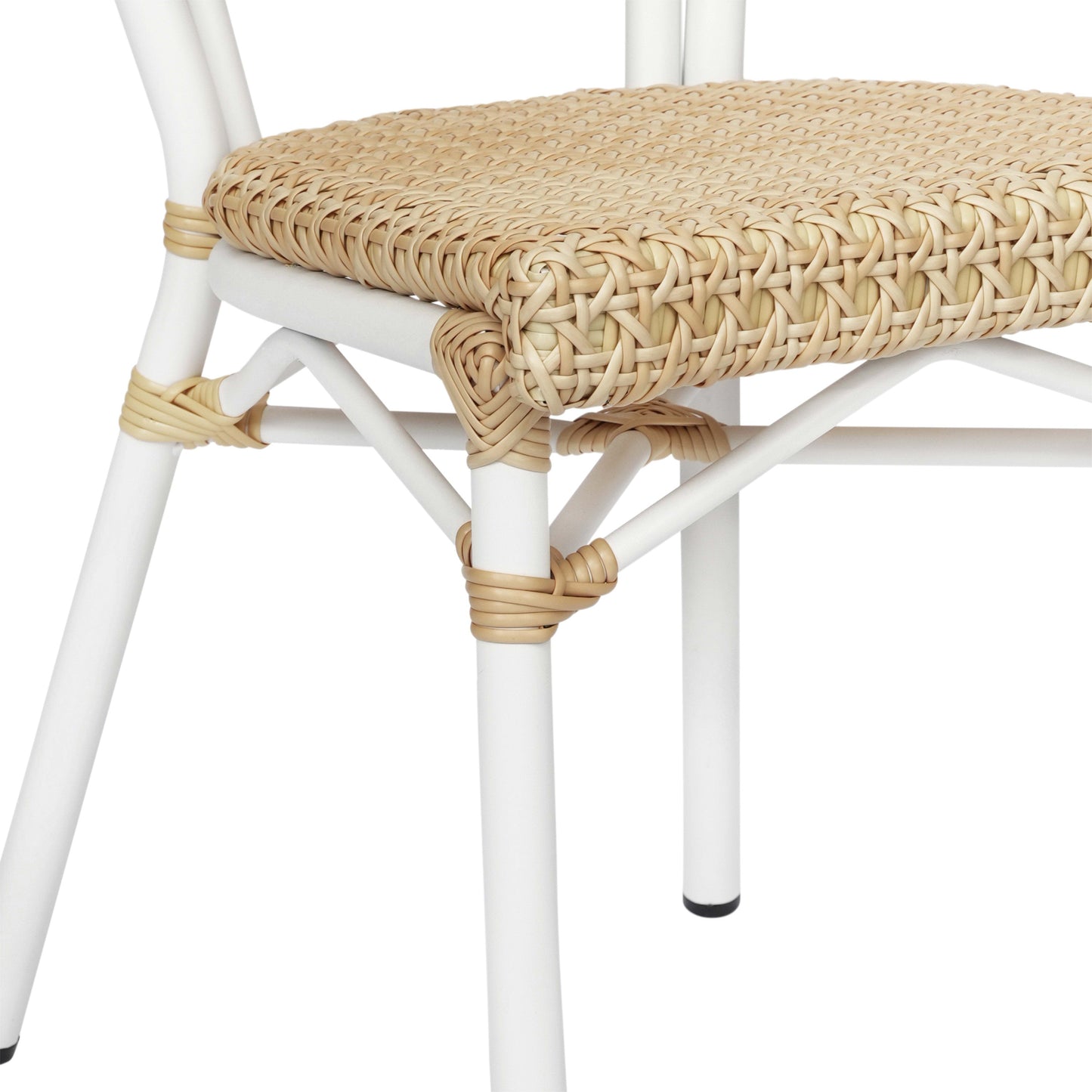 Cannes Indoor/Outdoor Commercial Thonet Bistro Stacking Chair, PE Cane Rattan and Aluminum Frame