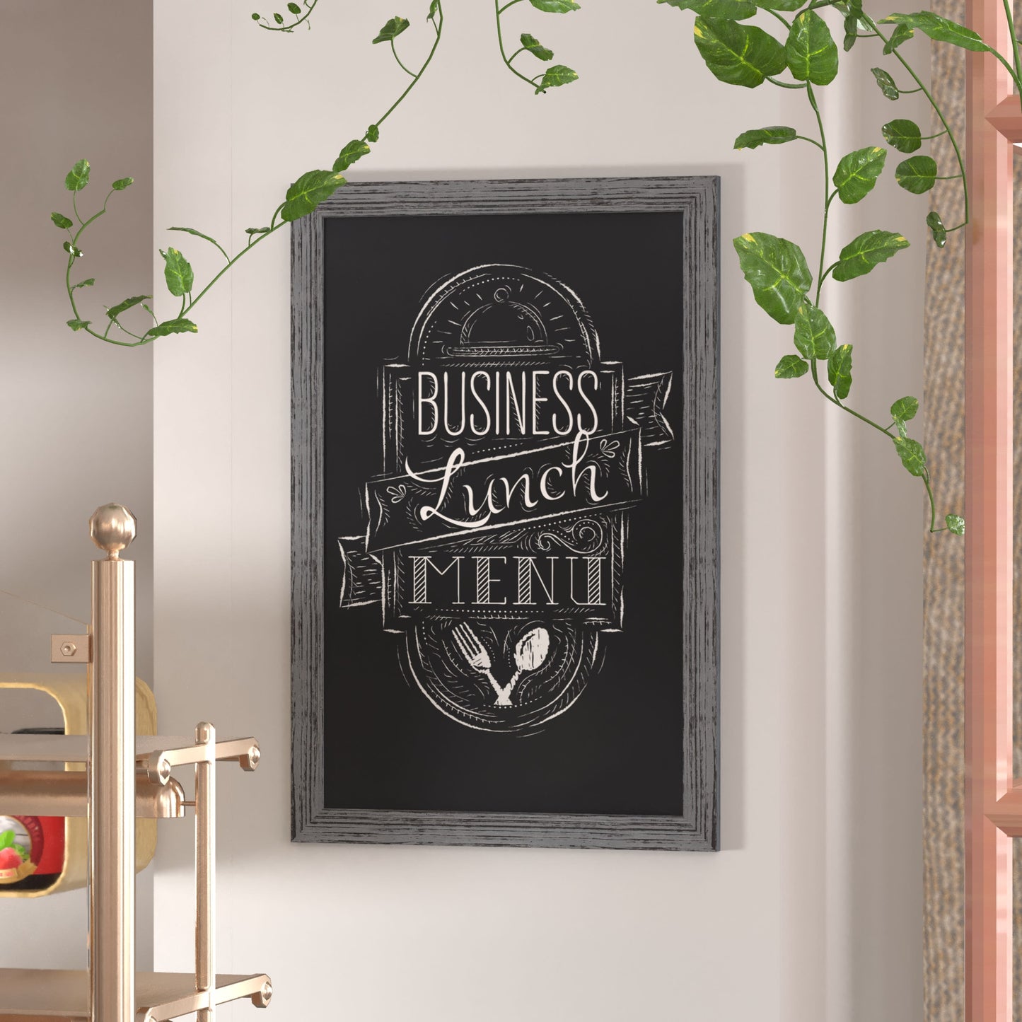 Canterbury Wall Mount Magnetic Chalkboard Sign with Eraser, Hanging Wall Chalkboard Memo Board for Home, School, or Business