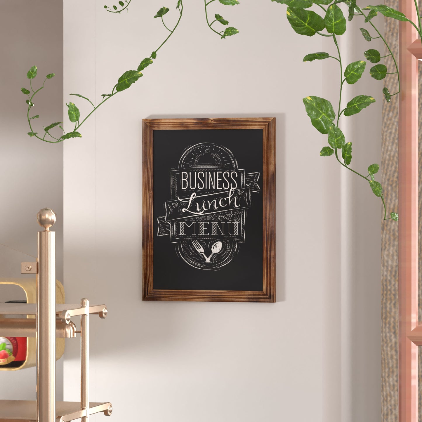 Canterbury Wall Mount Magnetic Chalkboard Sign with Eraser, Hanging Wall Chalkboard Memo Board for Home, School, or Business