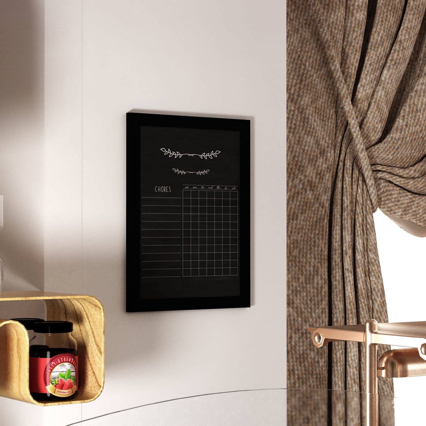 Canterbury Wall Mount Magnetic Chalkboard Sign with Eraser, Hanging Wall Chalkboard Memo Board for Home, School, or Business