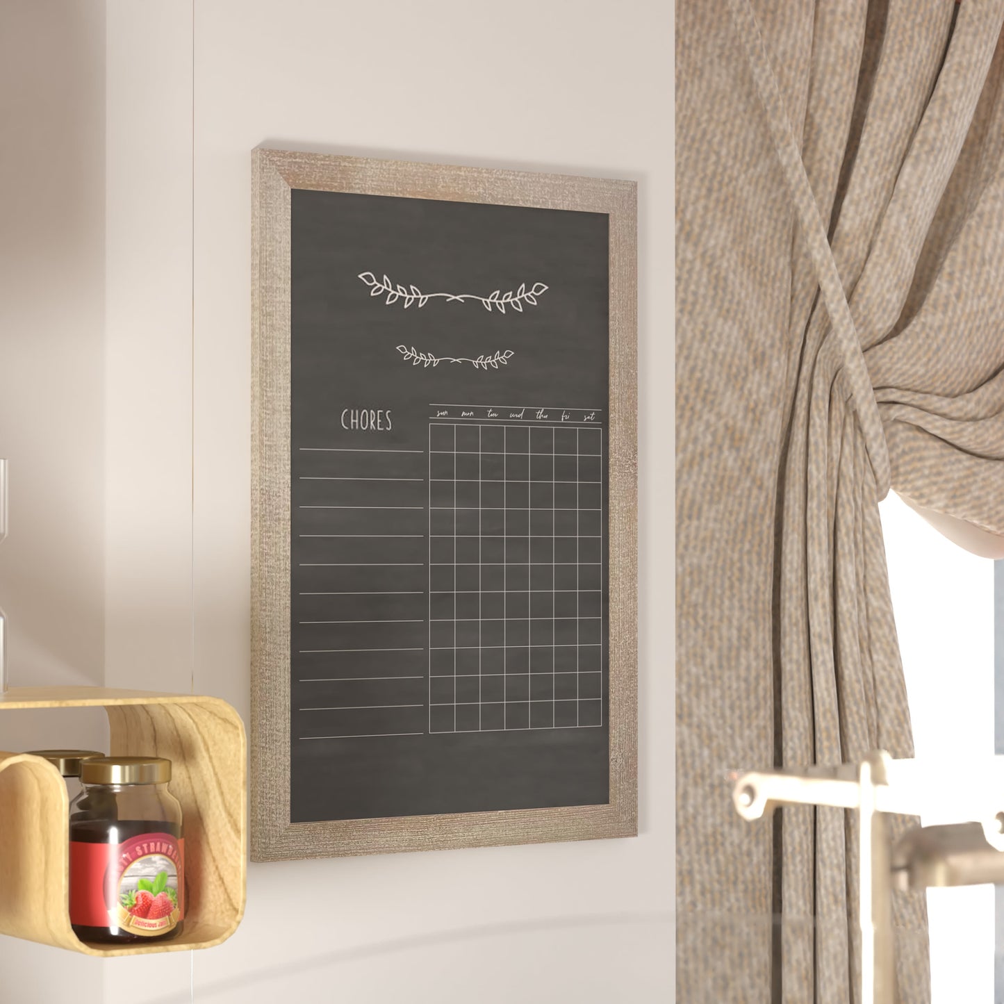 Canterbury Wall Mount Magnetic Chalkboard Sign with Eraser, Hanging Wall Chalkboard Memo Board for Home, School, or Business