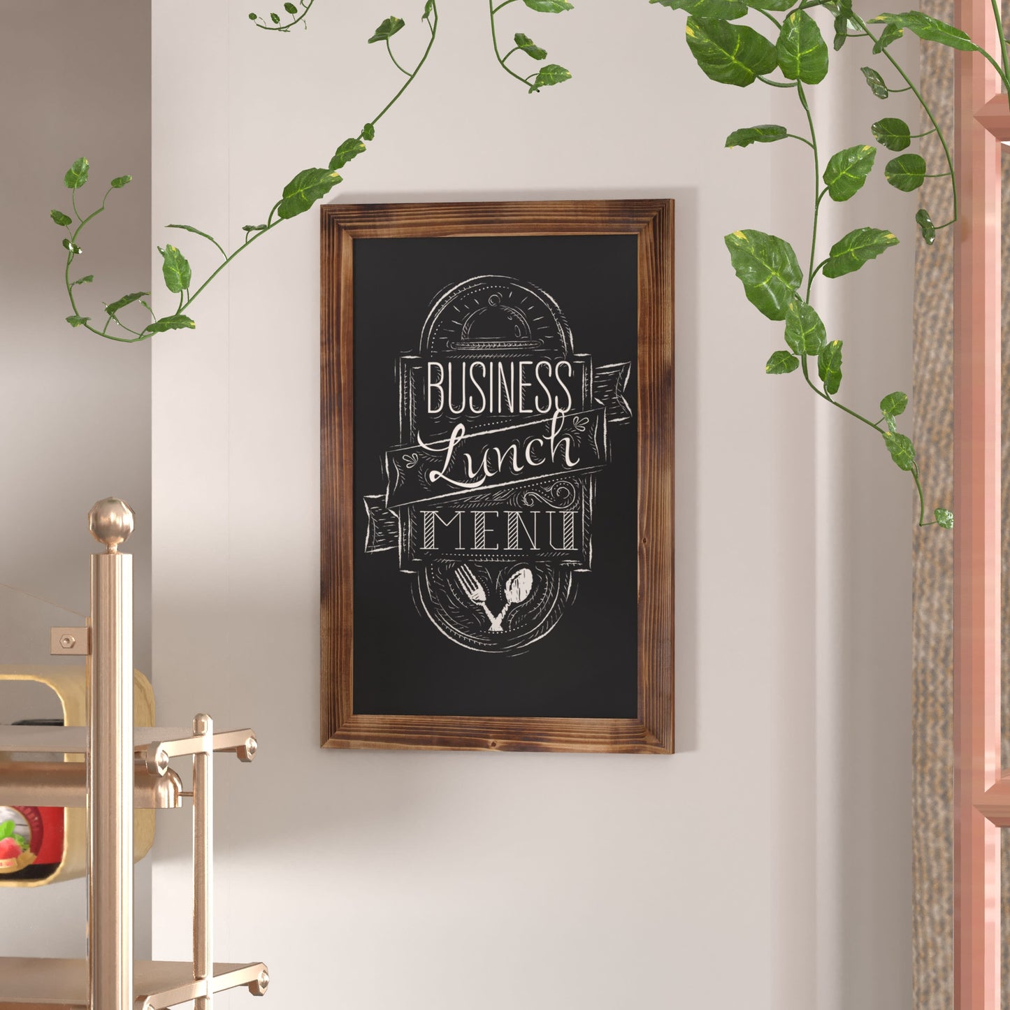 Canterbury Wall Mount Magnetic Chalkboard Sign with Eraser, Hanging Wall Chalkboard Memo Board for Home, School, or Business