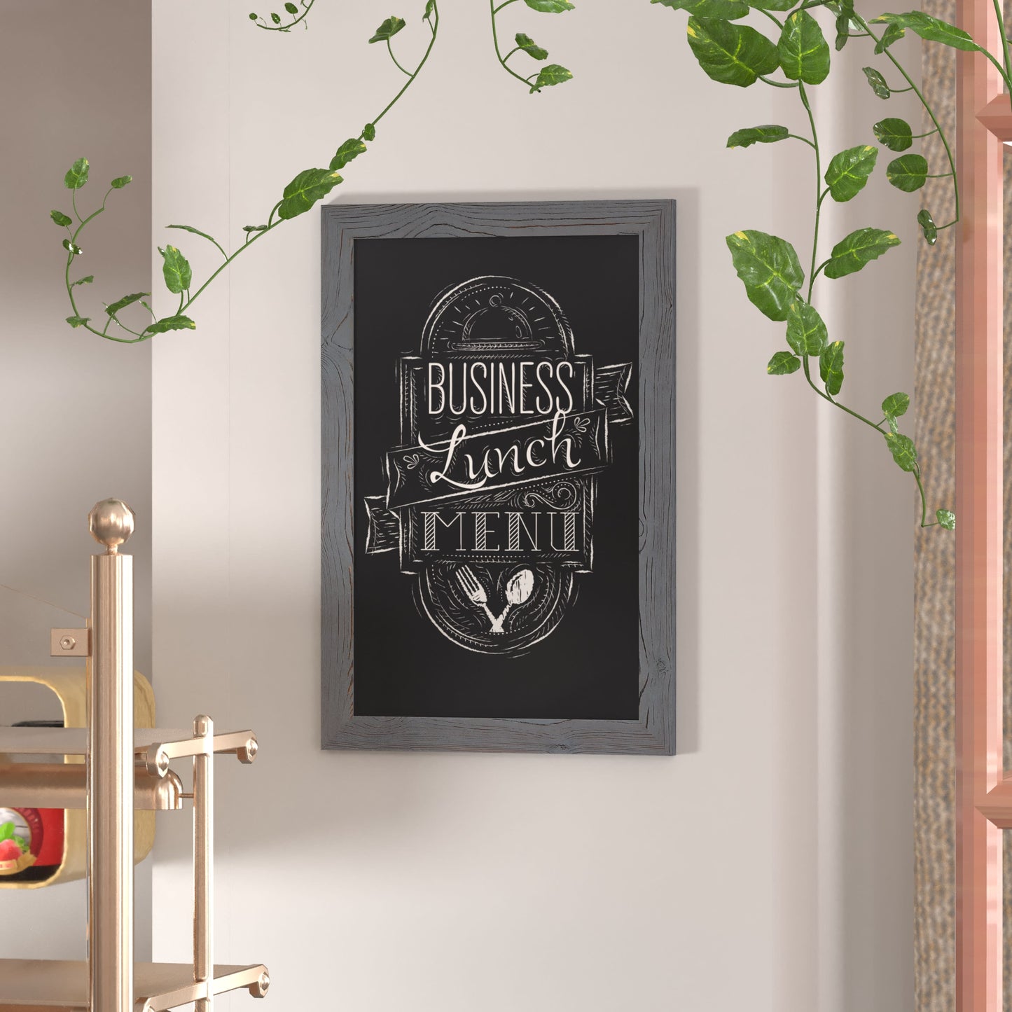 Canterbury Wall Mount Magnetic Chalkboard Sign with Eraser, Hanging Wall Chalkboard Memo Board for Home, School, or Business