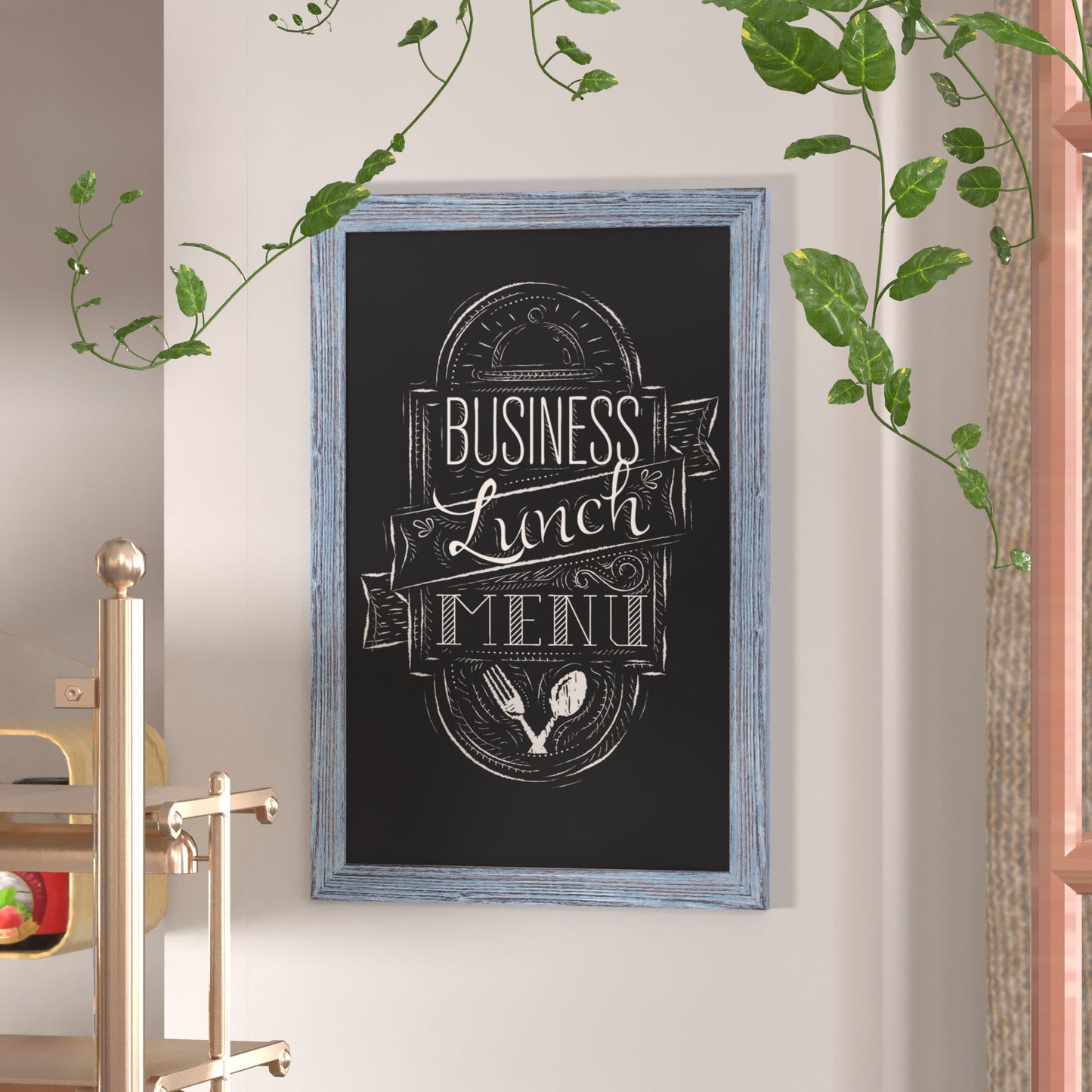Canterbury Wall Mount Magnetic Chalkboard Sign with Eraser, Hanging Wall Chalkboard Memo Board for Home, School, or Business