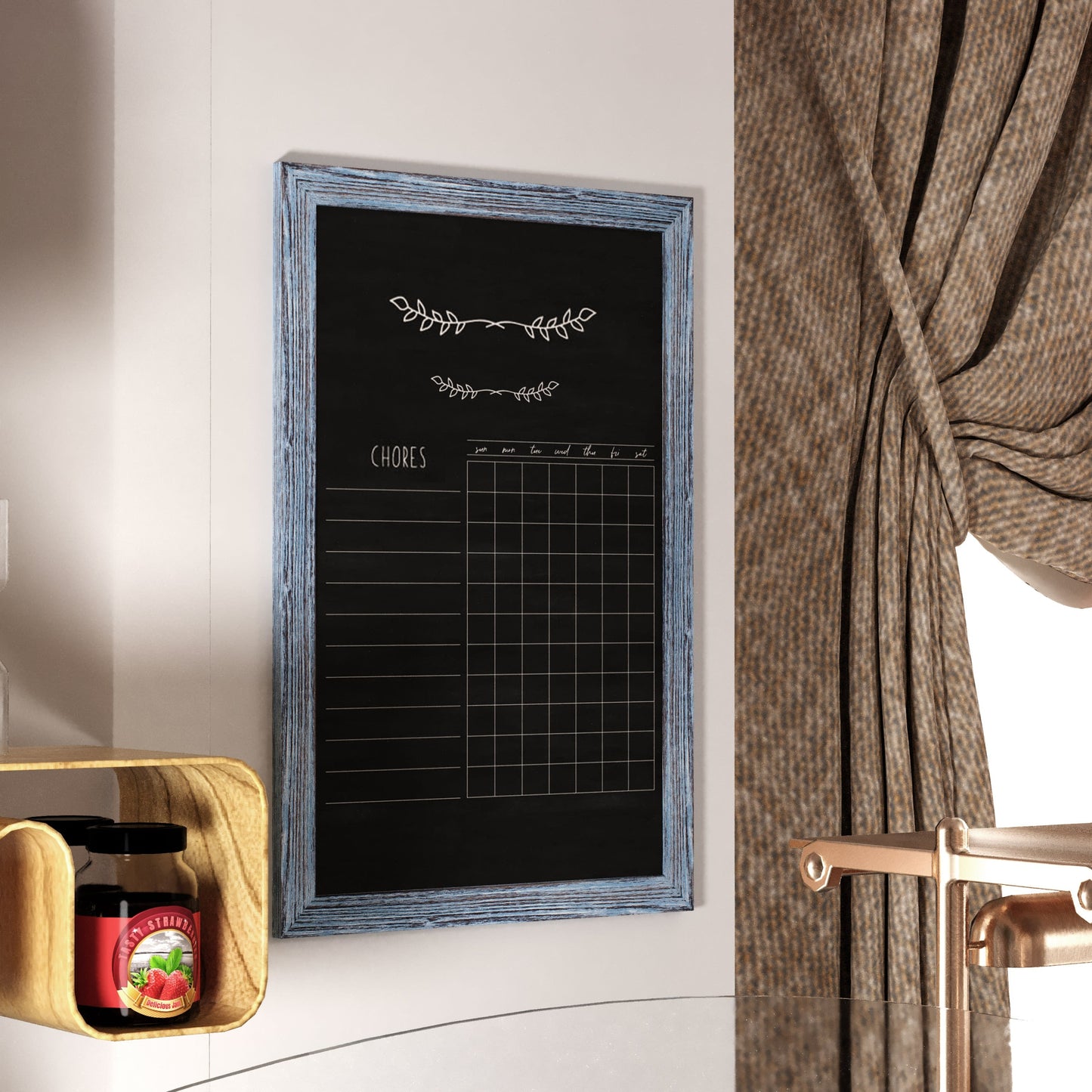 Canterbury Wall Mount Magnetic Chalkboard Sign with Eraser, Hanging Wall Chalkboard Memo Board for Home, School, or Business