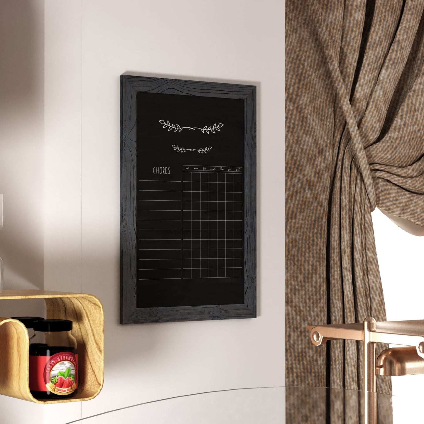 Canterbury Wall Mount Magnetic Chalkboard Sign with Eraser, Hanging Wall Chalkboard Memo Board for Home, School, or Business