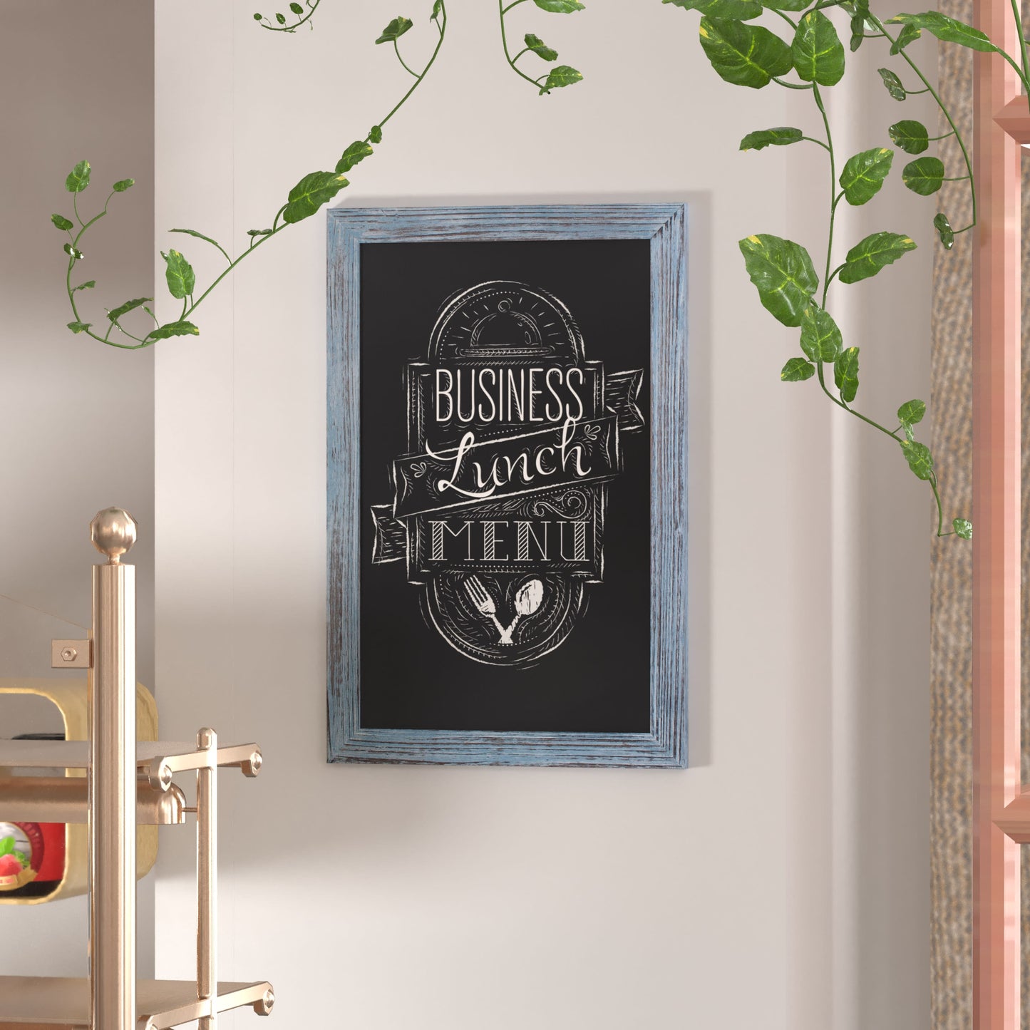 Canterbury Wall Mount Magnetic Chalkboard Sign with Eraser, Hanging Wall Chalkboard Memo Board for Home, School, or Business