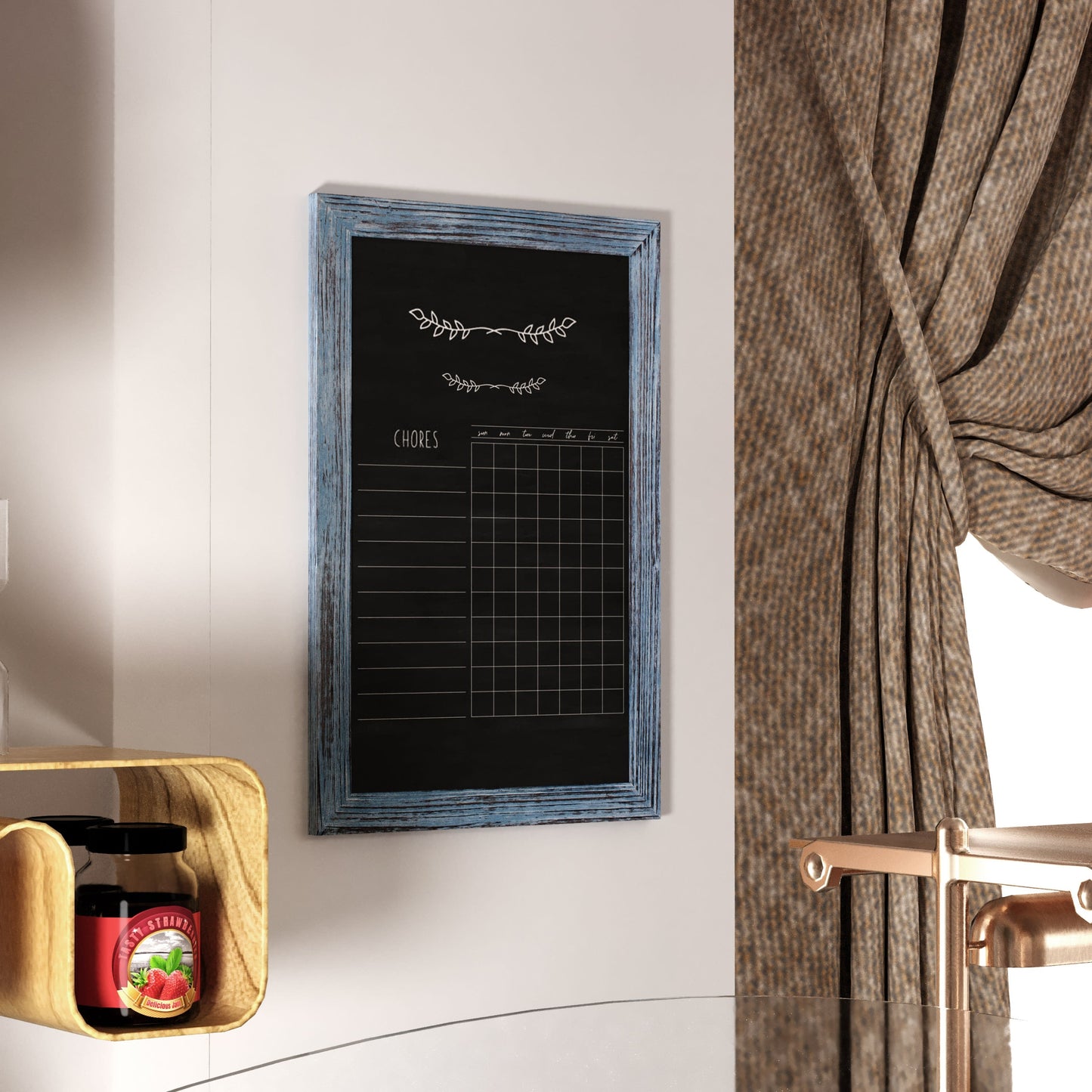 Canterbury Wall Mount Magnetic Chalkboard Sign with Eraser, Hanging Wall Chalkboard Memo Board for Home, School, or Business