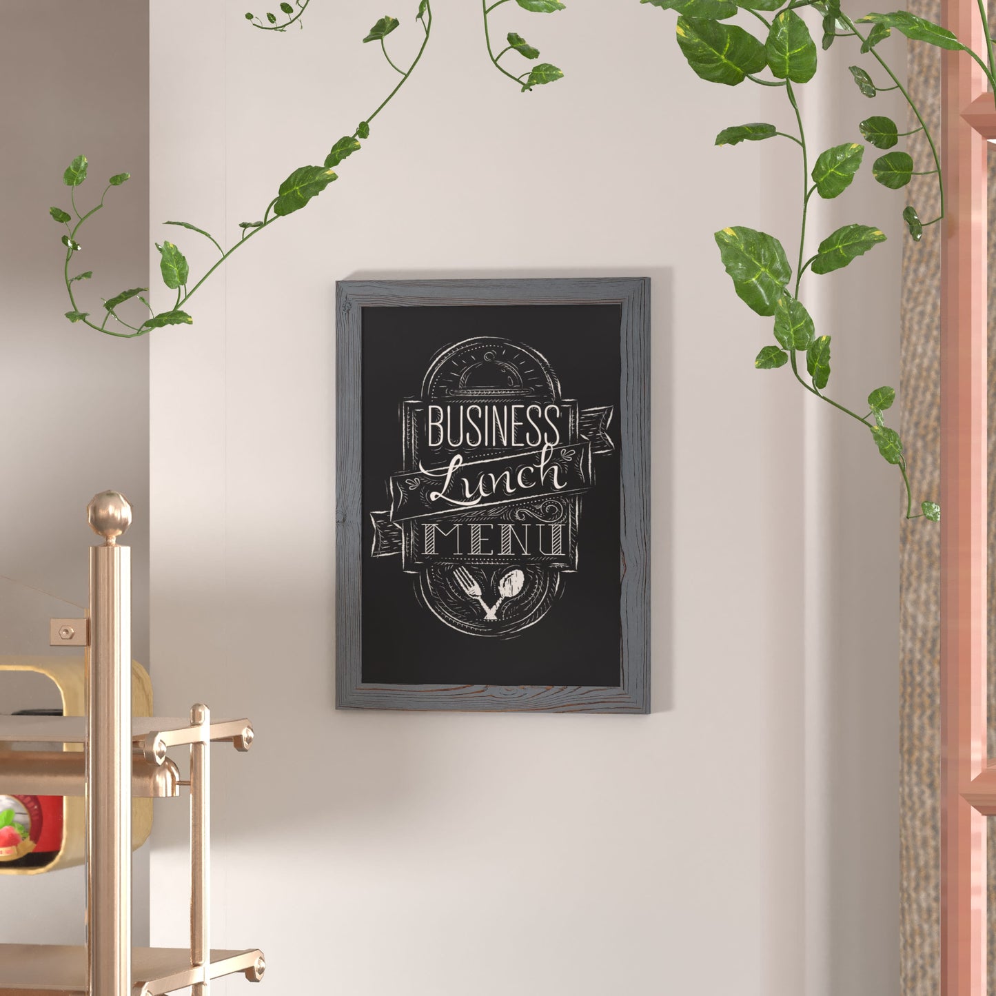 Canterbury Wall Mount Magnetic Chalkboard Sign with Eraser, Hanging Wall Chalkboard Memo Board for Home, School, or Business