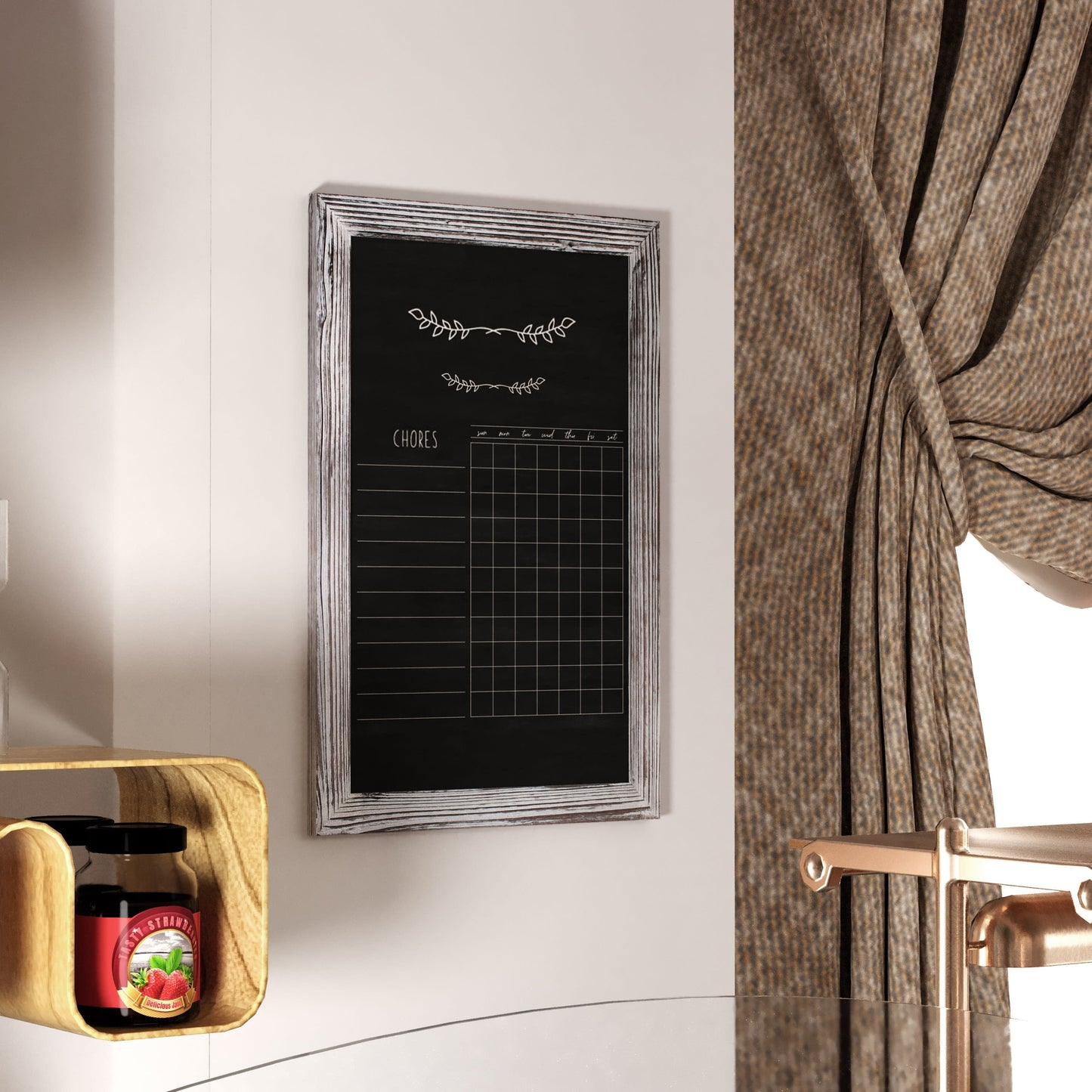 Canterbury Wall Mount Magnetic Chalkboard Sign with Eraser, Hanging Wall Chalkboard Memo Board for Home, School, or Business