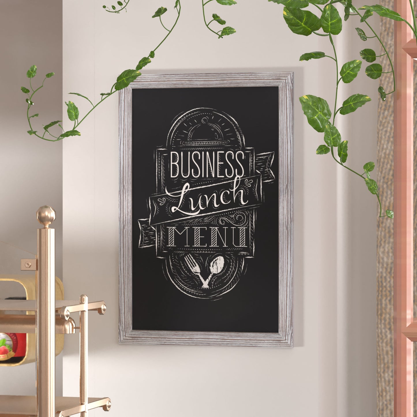 Canterbury Wall Mount Magnetic Chalkboard Sign with Eraser, Hanging Wall Chalkboard Memo Board for Home, School, or Business