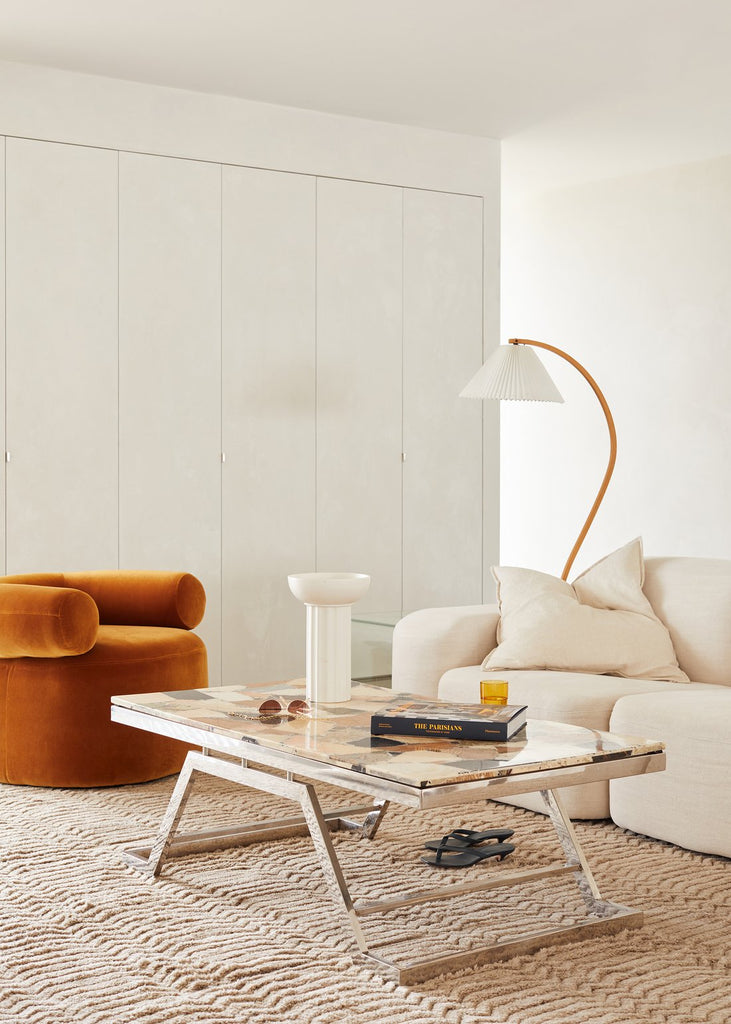 Curved Wooden Floor Lamp With Pleated Shade