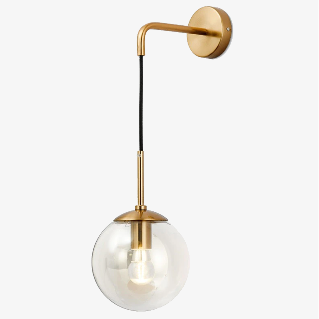Hanging Glass Globe Wall Light Sconce With Swing Arm