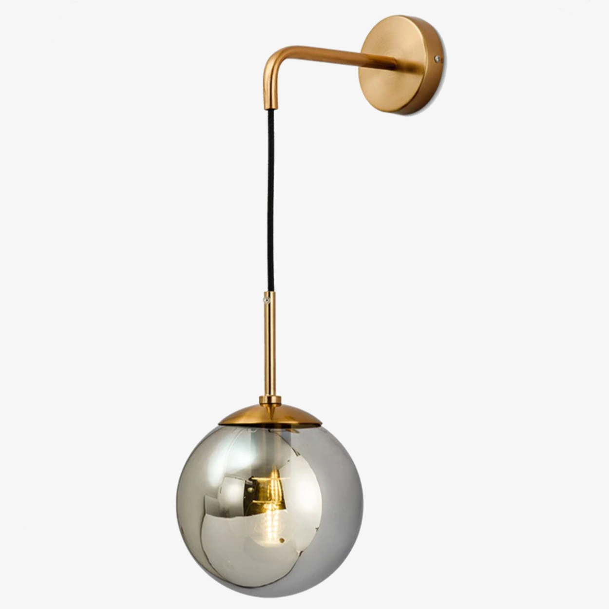 Hanging Glass Globe Wall Light Sconce With Swing Arm