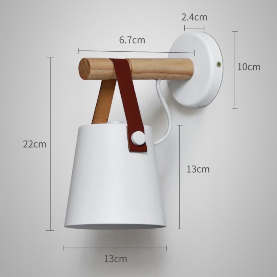 Wood Bar Hanging Shade Wall Light With Strap LED Light