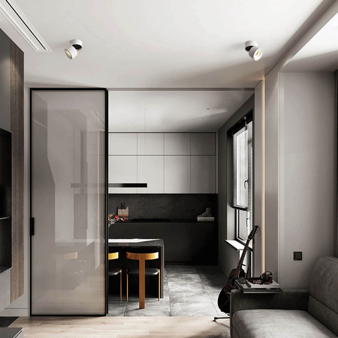 Adjustable Surface Spot Ceiling Light With Integrated LED Light