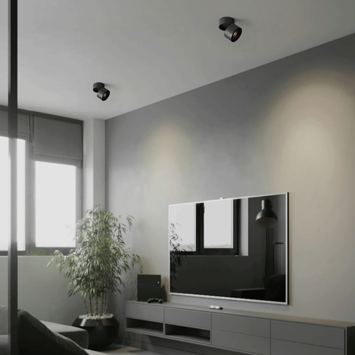 Adjustable Surface Spot Ceiling Light With Integrated LED Light
