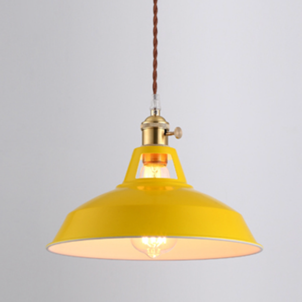 Loft Metal Dome Pendant Lights With Braided Cord LED Light