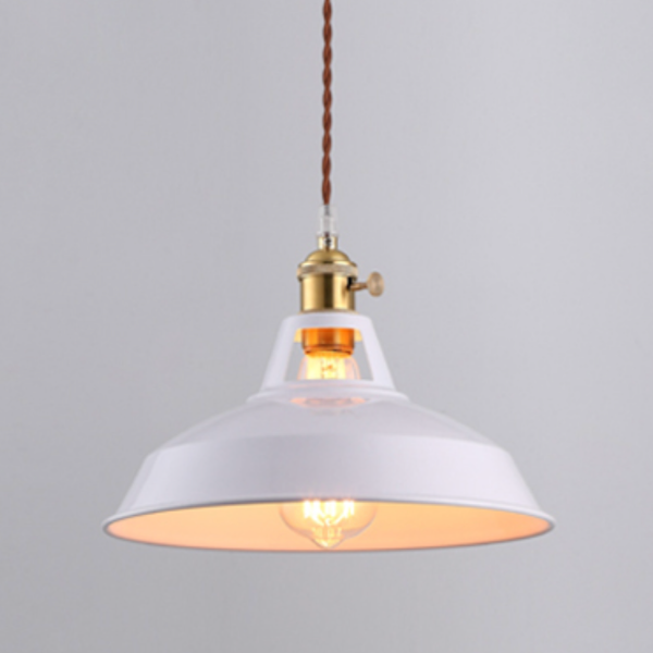 Loft Metal Dome Pendant Lights With Braided Cord LED Light