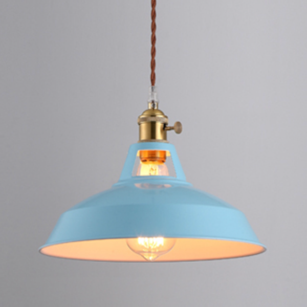 Loft Metal Dome Pendant Lights With Braided Cord LED Light