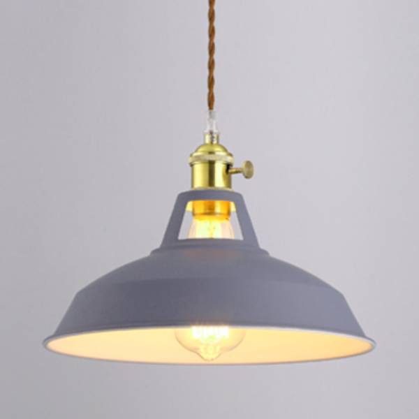 Loft Metal Dome Pendant Lights With Braided Cord LED Light