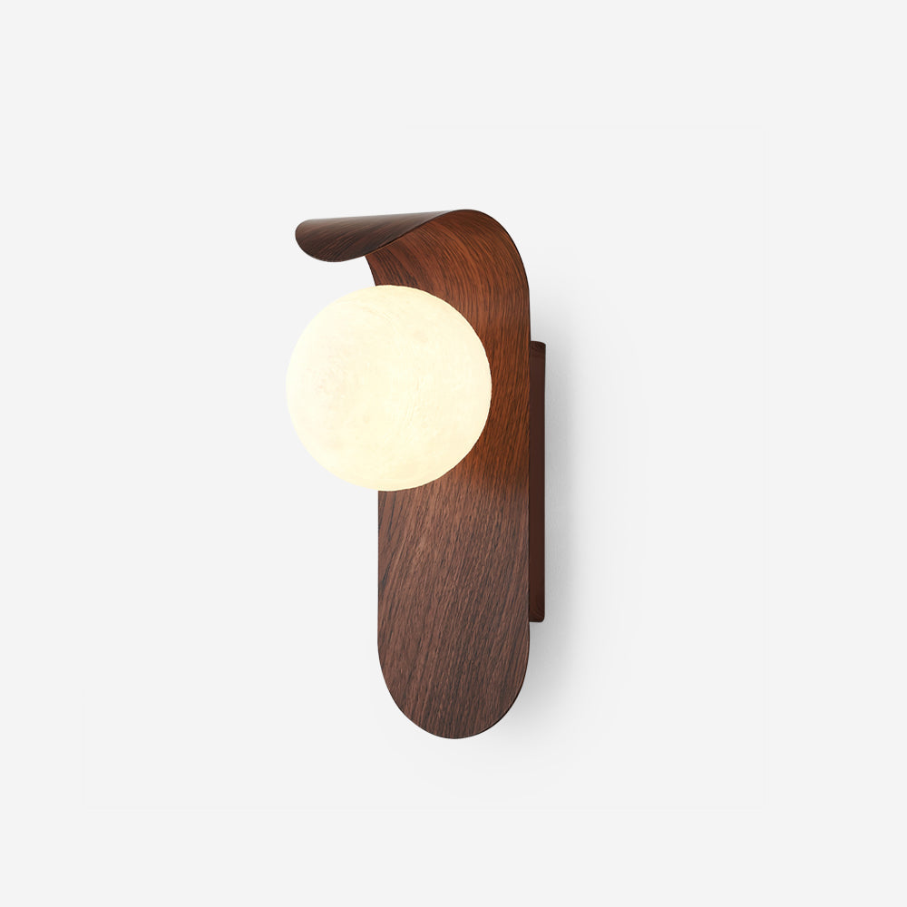 Wood Wall Light With Opal Globe Shade