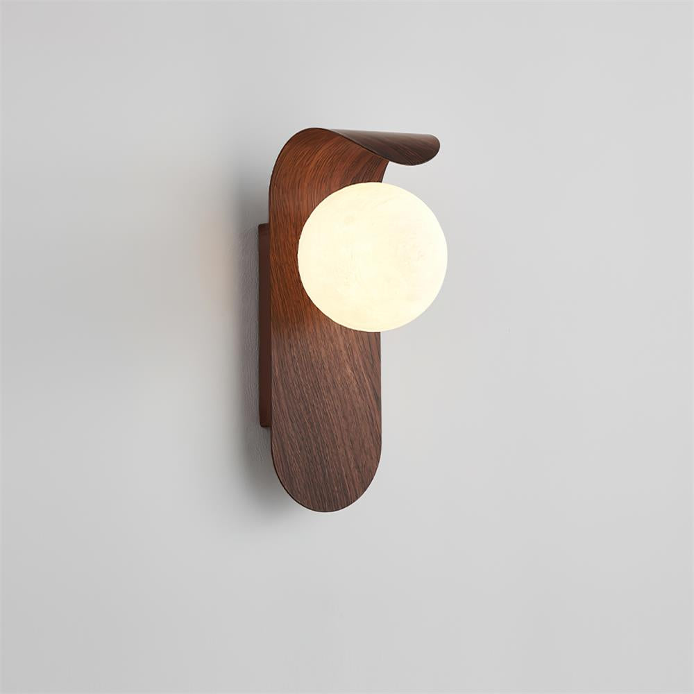 Wood Wall Light With Opal Globe Shade