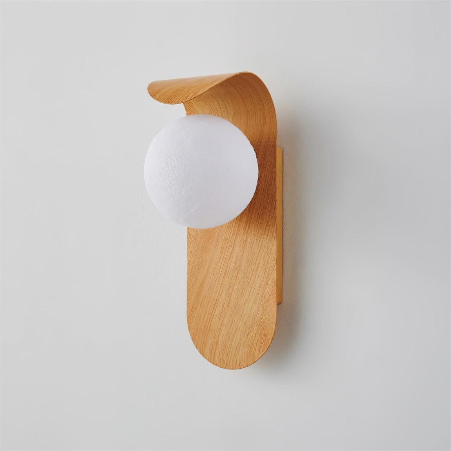 Wood Wall Light With Opal Globe Shade
