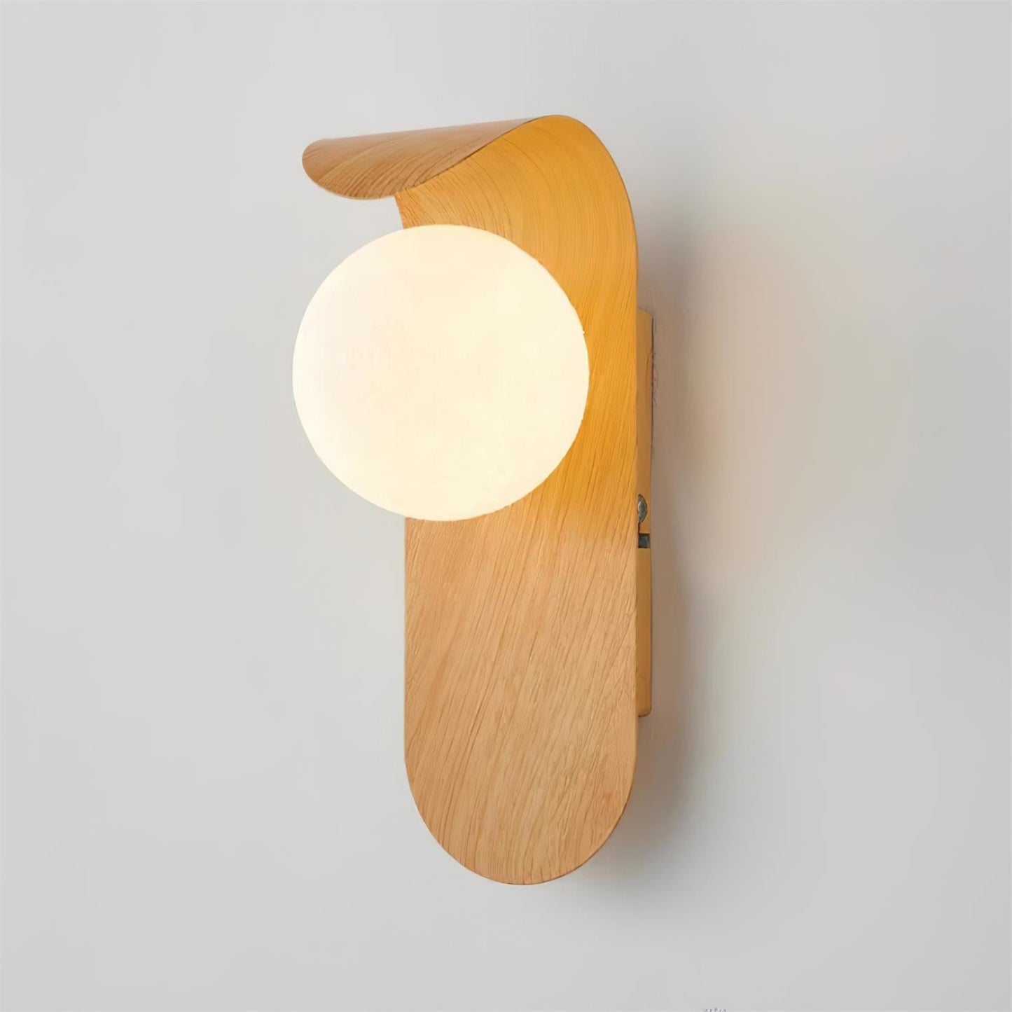 Wood Wall Light With Opal Globe Shade