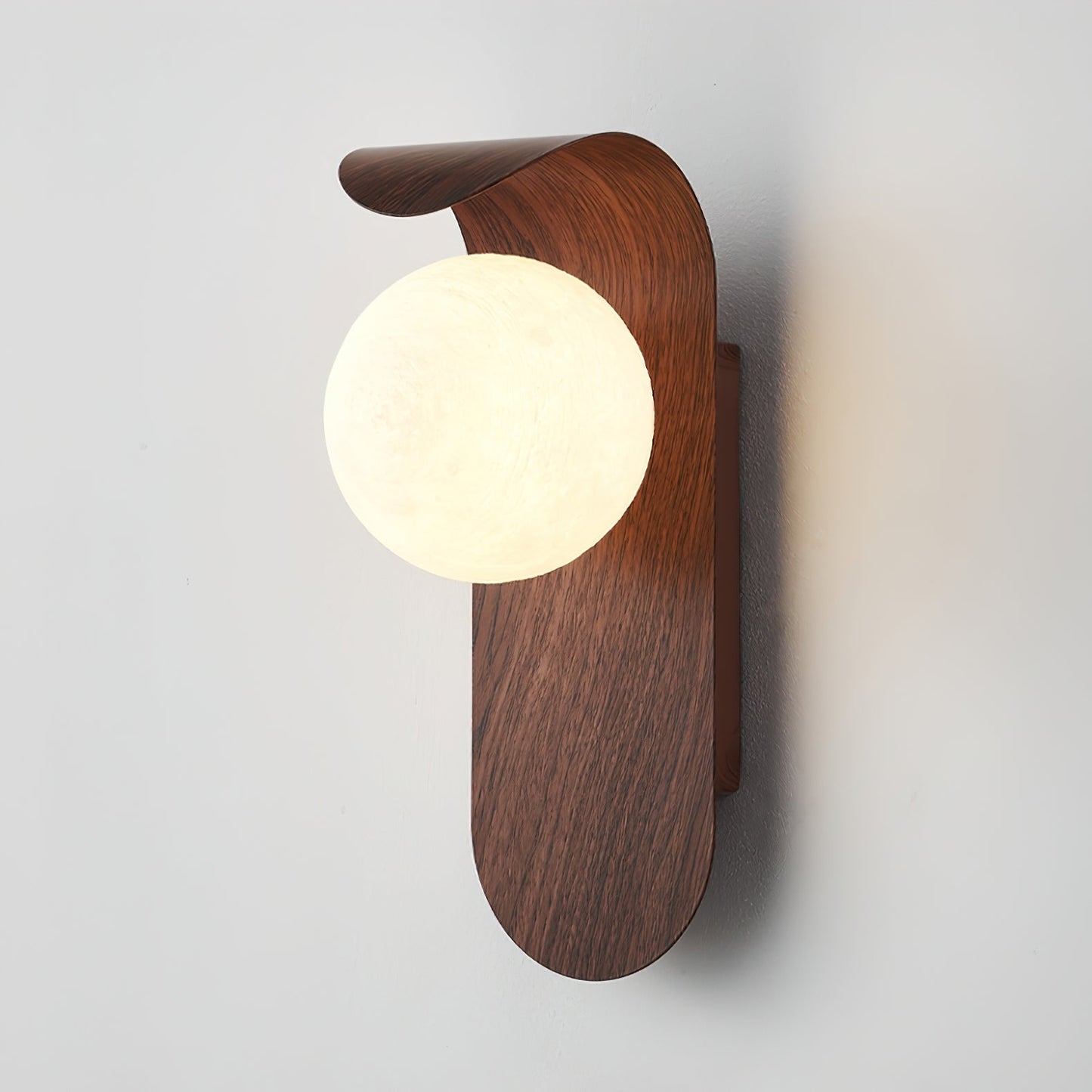 Wood Wall Light With Opal Globe Shade