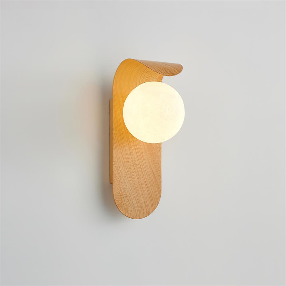 Wood Wall Light With Opal Globe Shade
