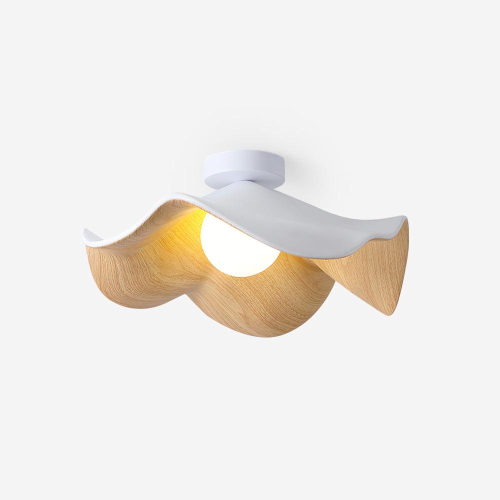 Wavy Wood Petal Ceiling Light With Globe Diffuser