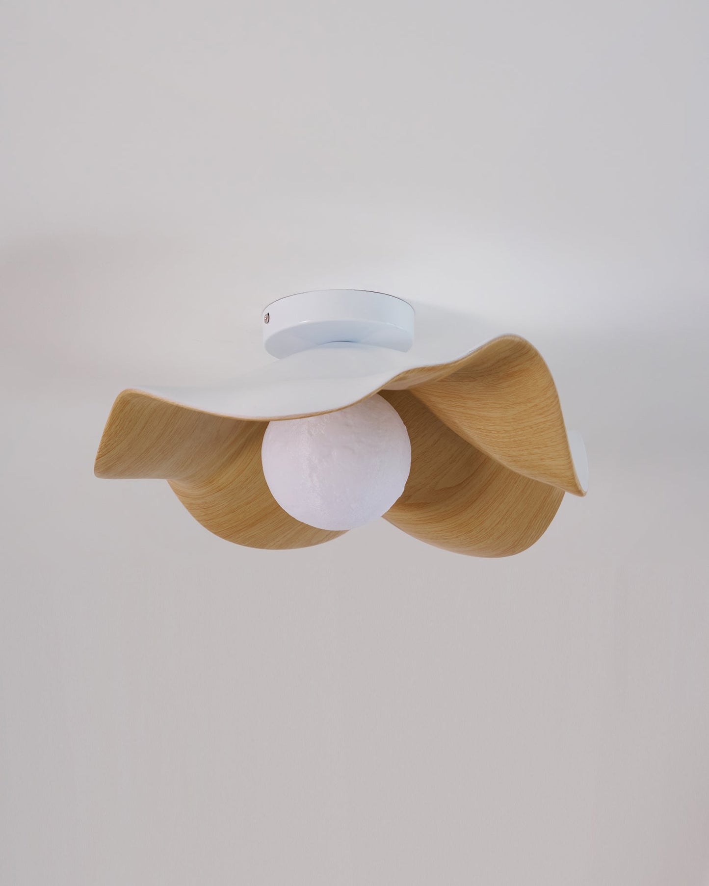 Wavy Wood Petal Ceiling Light With Globe Diffuser
